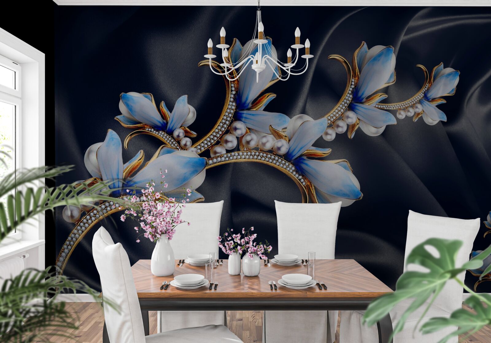 Fototapeta gałęzie drzewa magnolii, które nie otworzyło jeszcze swoich niebieskich kwiatów