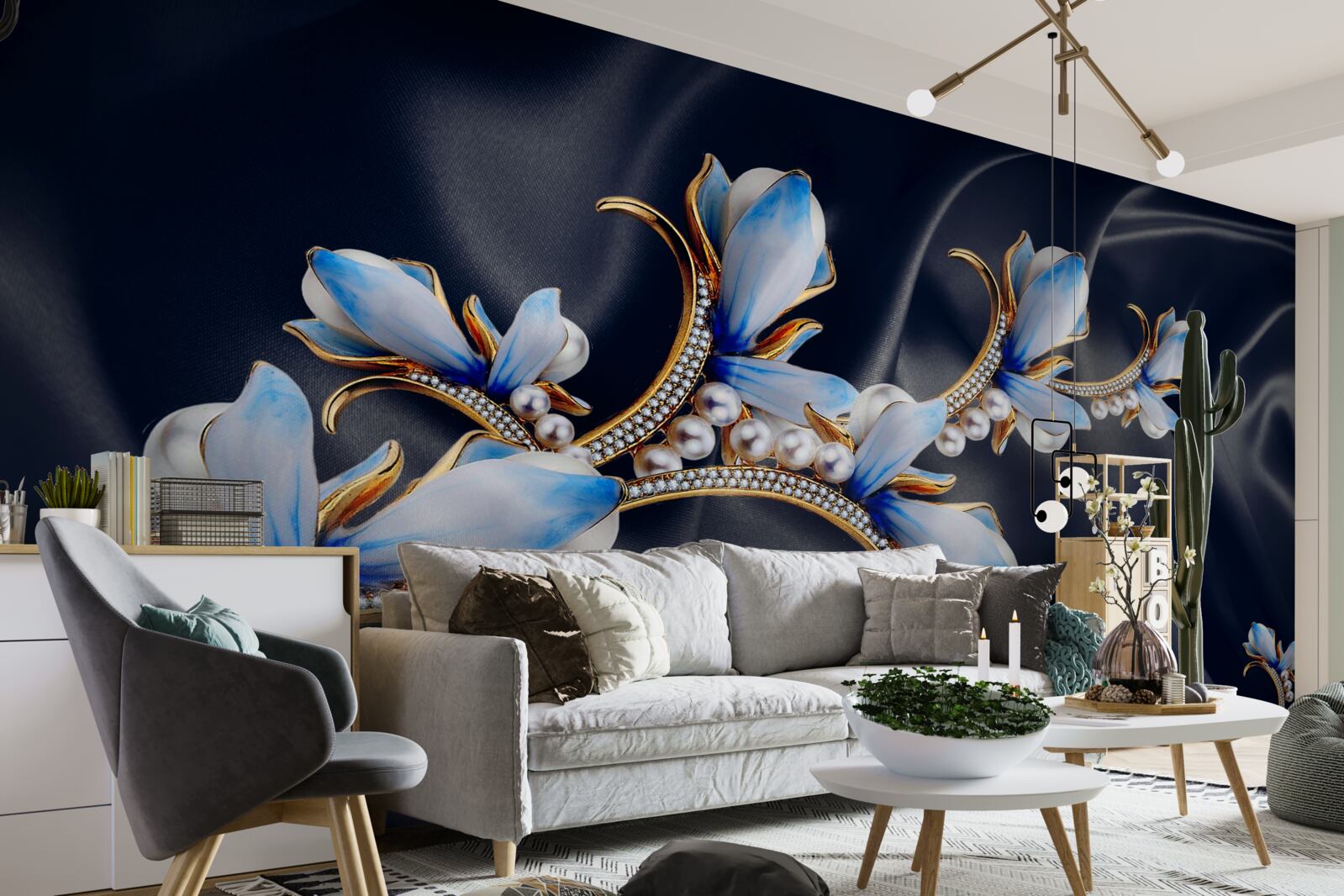 Fototapeta gałęzie drzewa magnolii, które nie otworzyło jeszcze swoich niebieskich kwiatów