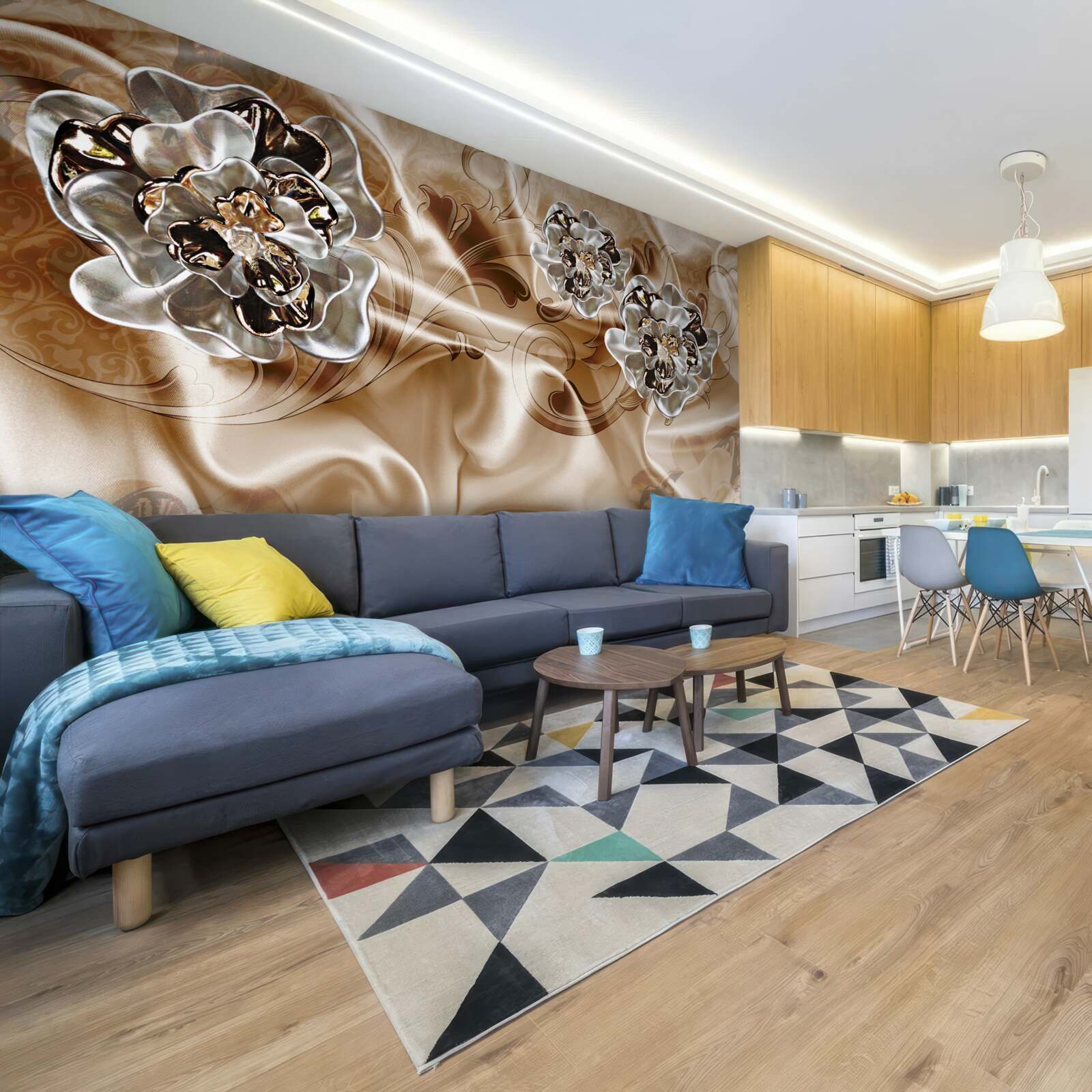 Fototapeta gra w czary z dżetów na brzoskwiniowym jedwabiu