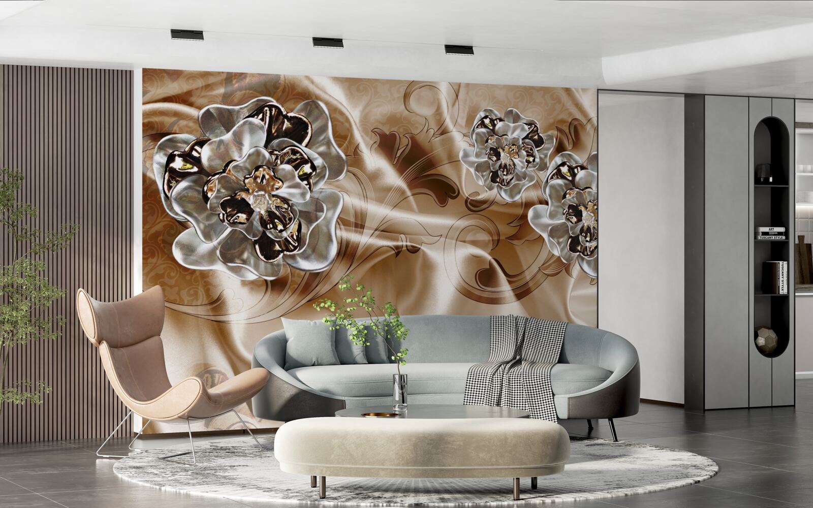 Fototapeta gra w czary z dżetów na brzoskwiniowym jedwabiu