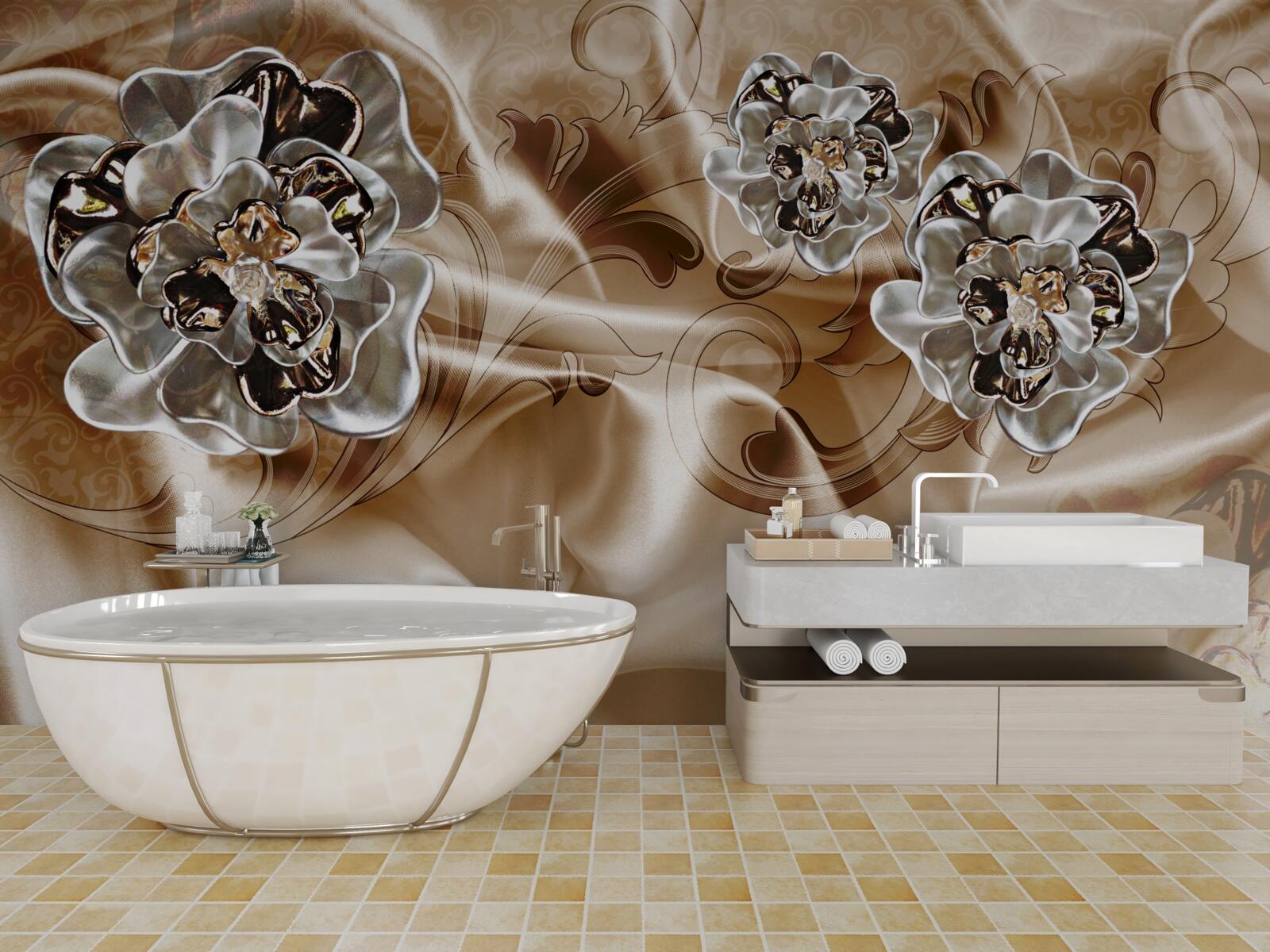 Fototapeta gra w czary z dżetów na brzoskwiniowym jedwabiu