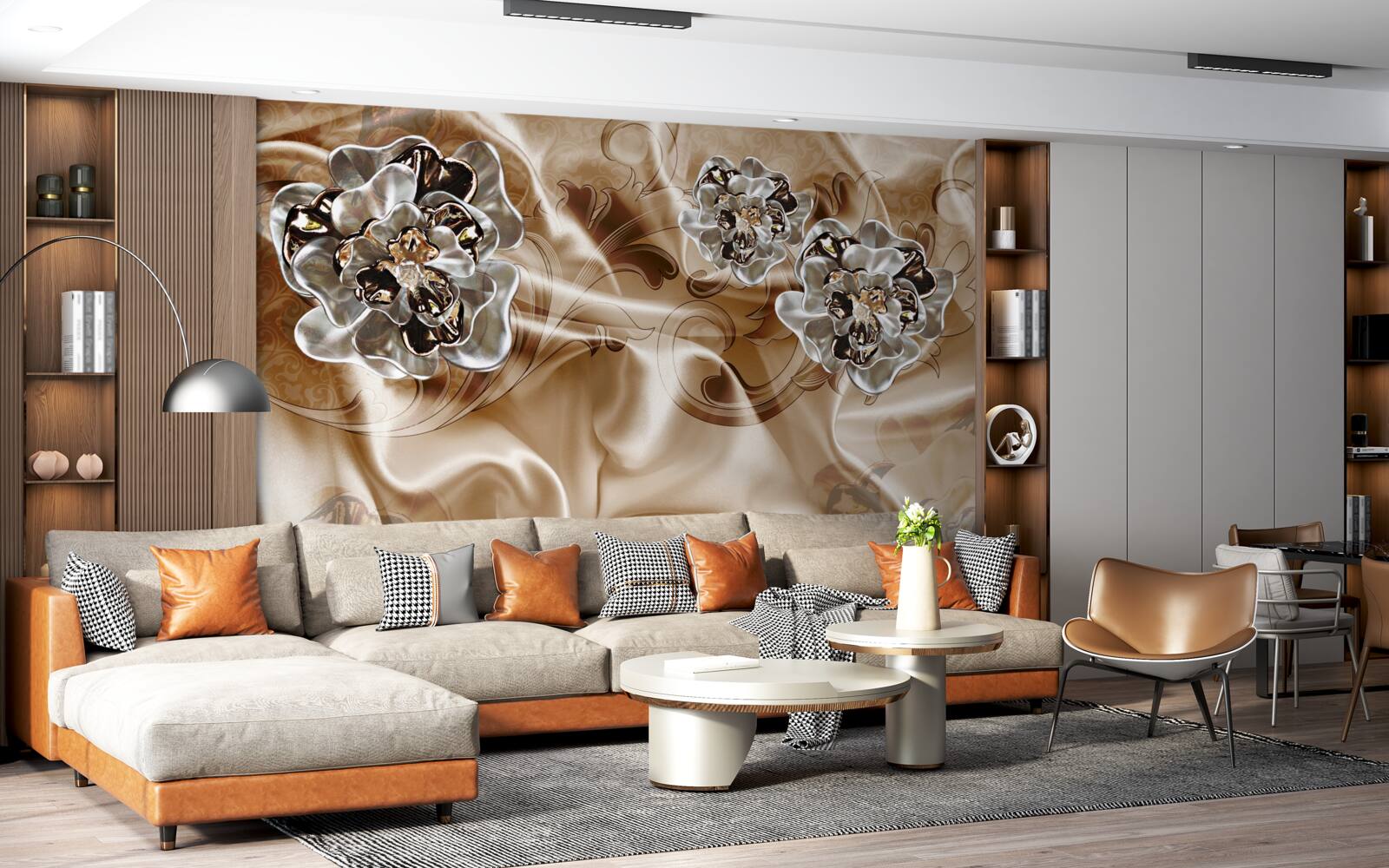 Fototapeta gra w czary z dżetów na brzoskwiniowym jedwabiu