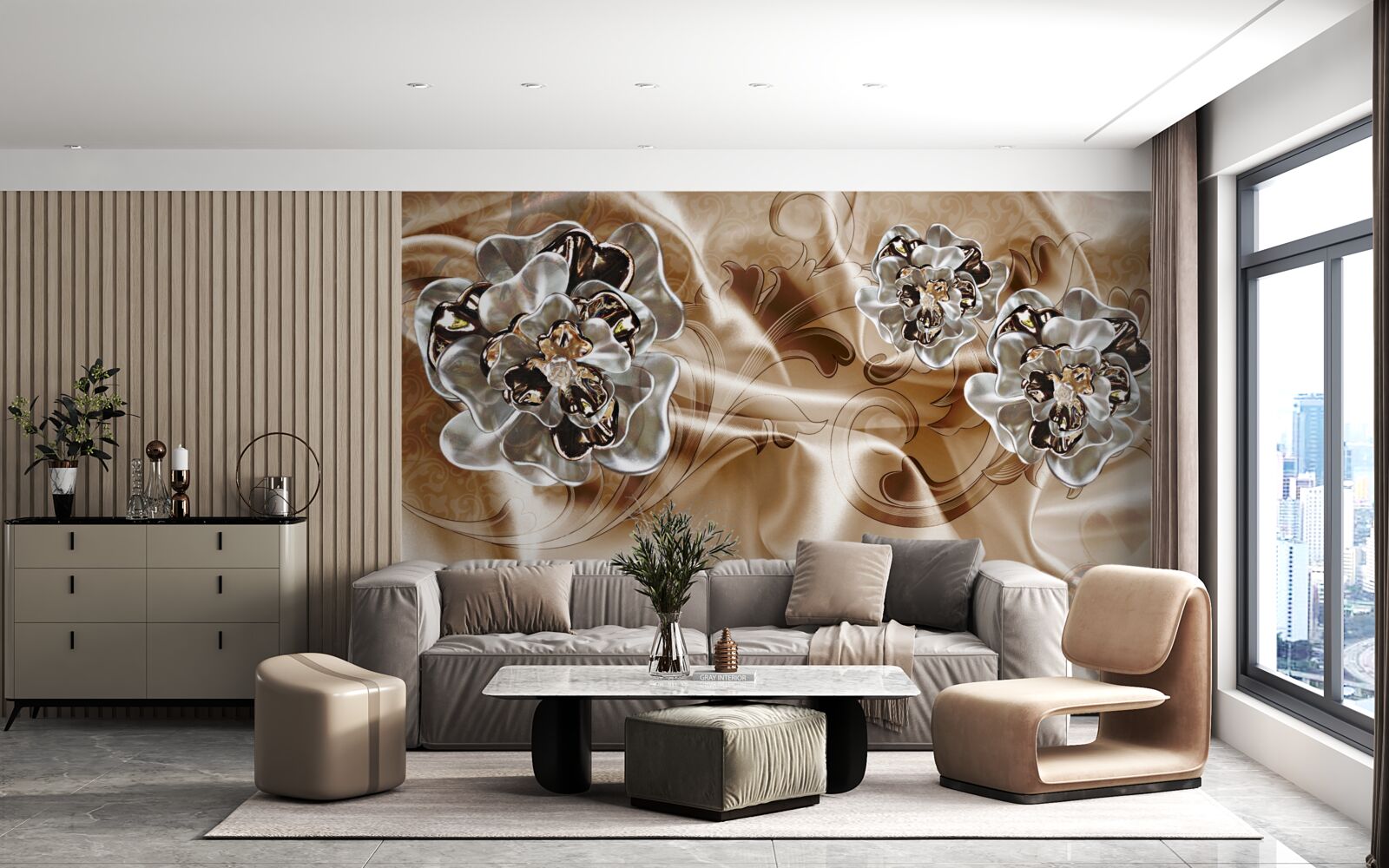 Fototapeta gra w czary z dżetów na brzoskwiniowym jedwabiu