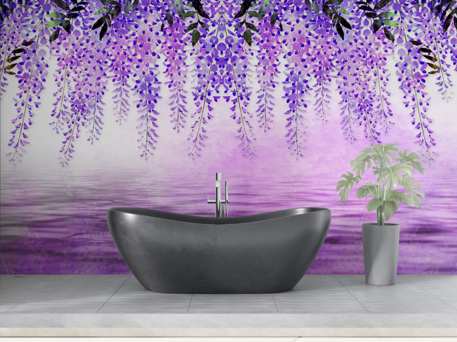 Fototapeta wisteria o fioletowym odcieniu na tle tego samego koloru