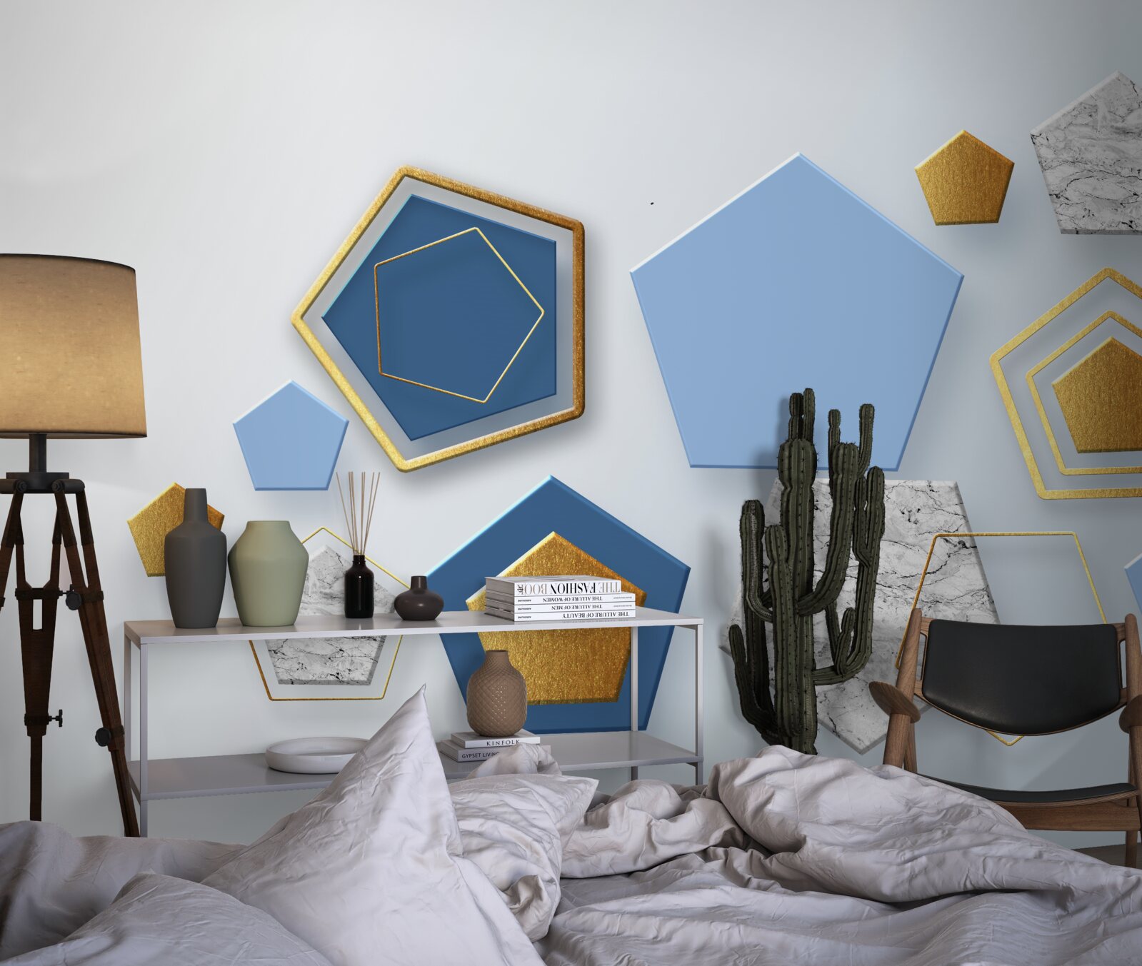 Fototapeta sześciokąty w różnych odcieniach kolorystycznych