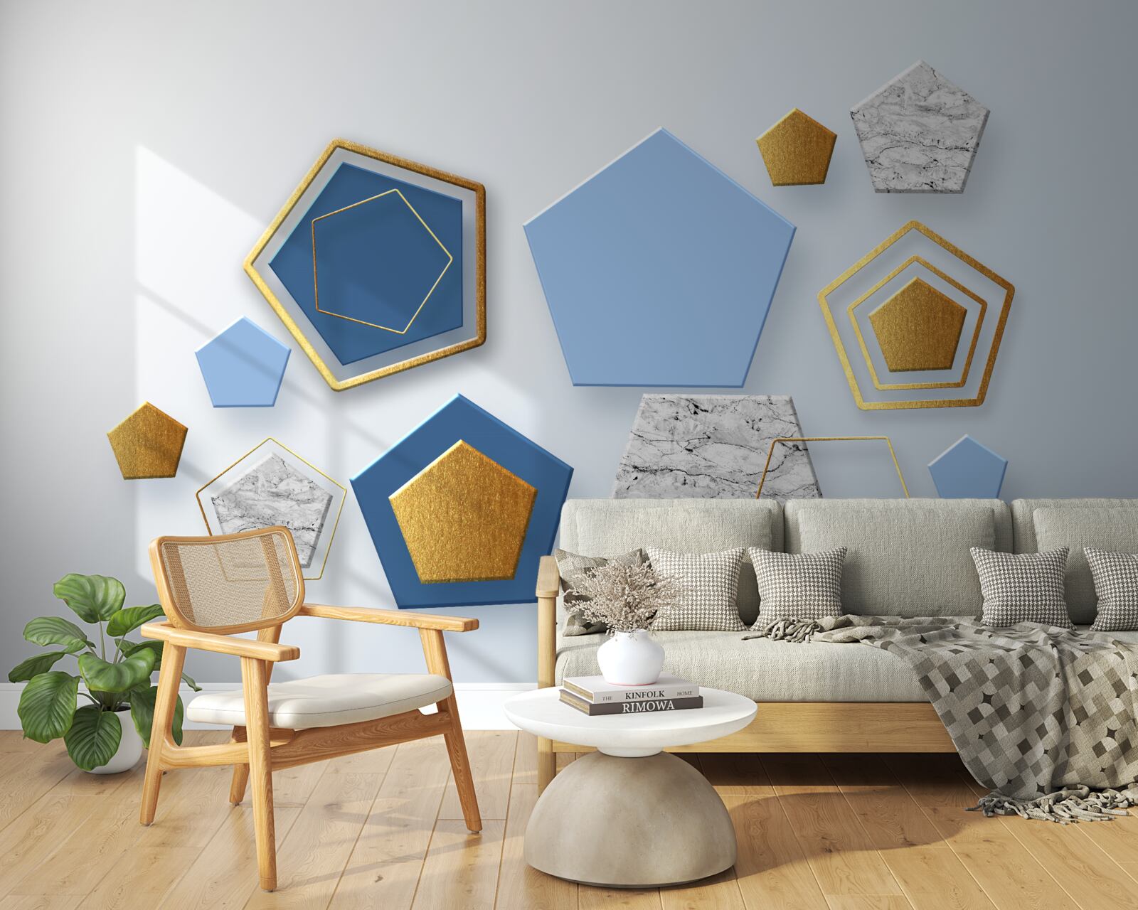 Fototapeta sześciokąty w różnych odcieniach kolorystycznych