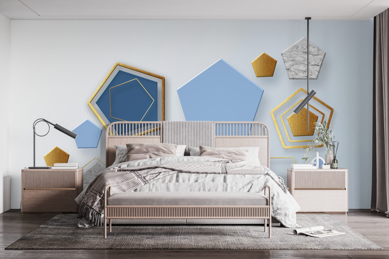 Fototapeta sześciokąty w różnych odcieniach kolorystycznych