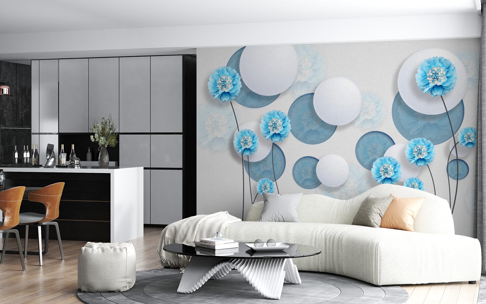 Fototapeta abstrakcja i niebieskie goździki