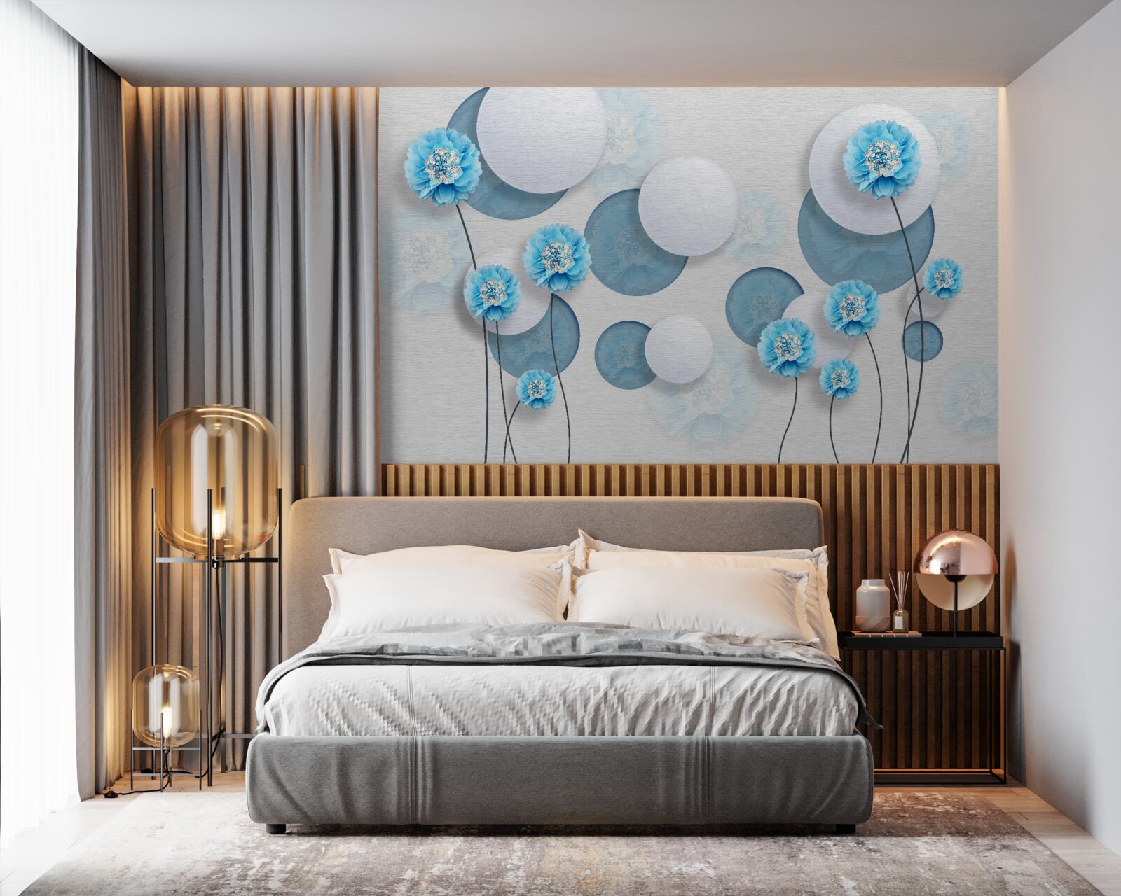 Fototapeta abstrakcja i niebieskie goździki