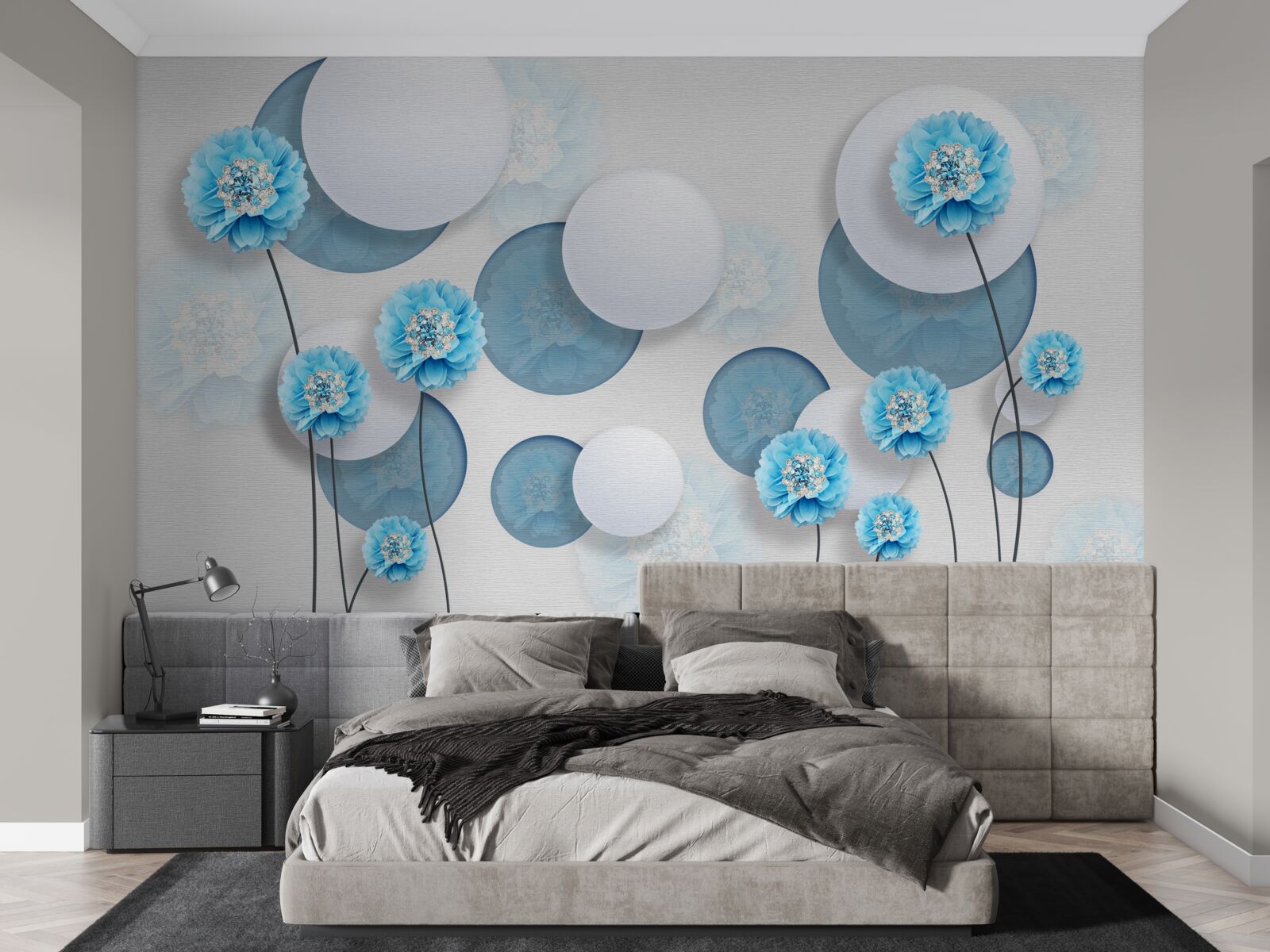 Fototapeta abstrakcja i niebieskie goździki