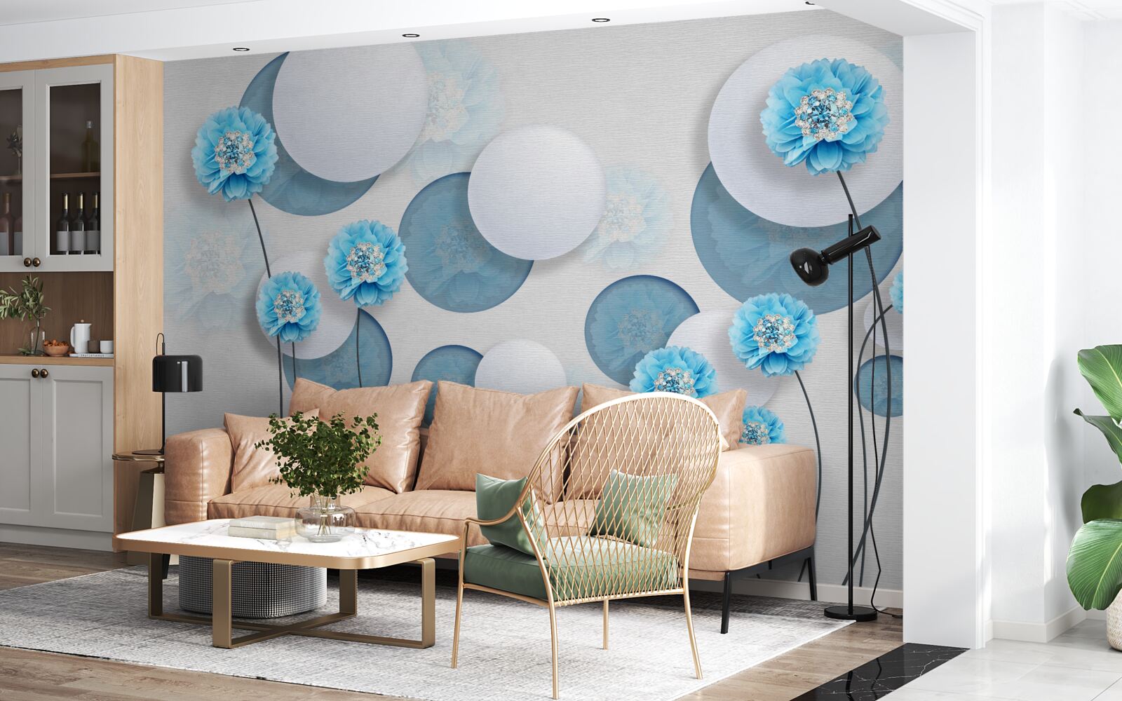 Fototapeta abstrakcja i niebieskie goździki