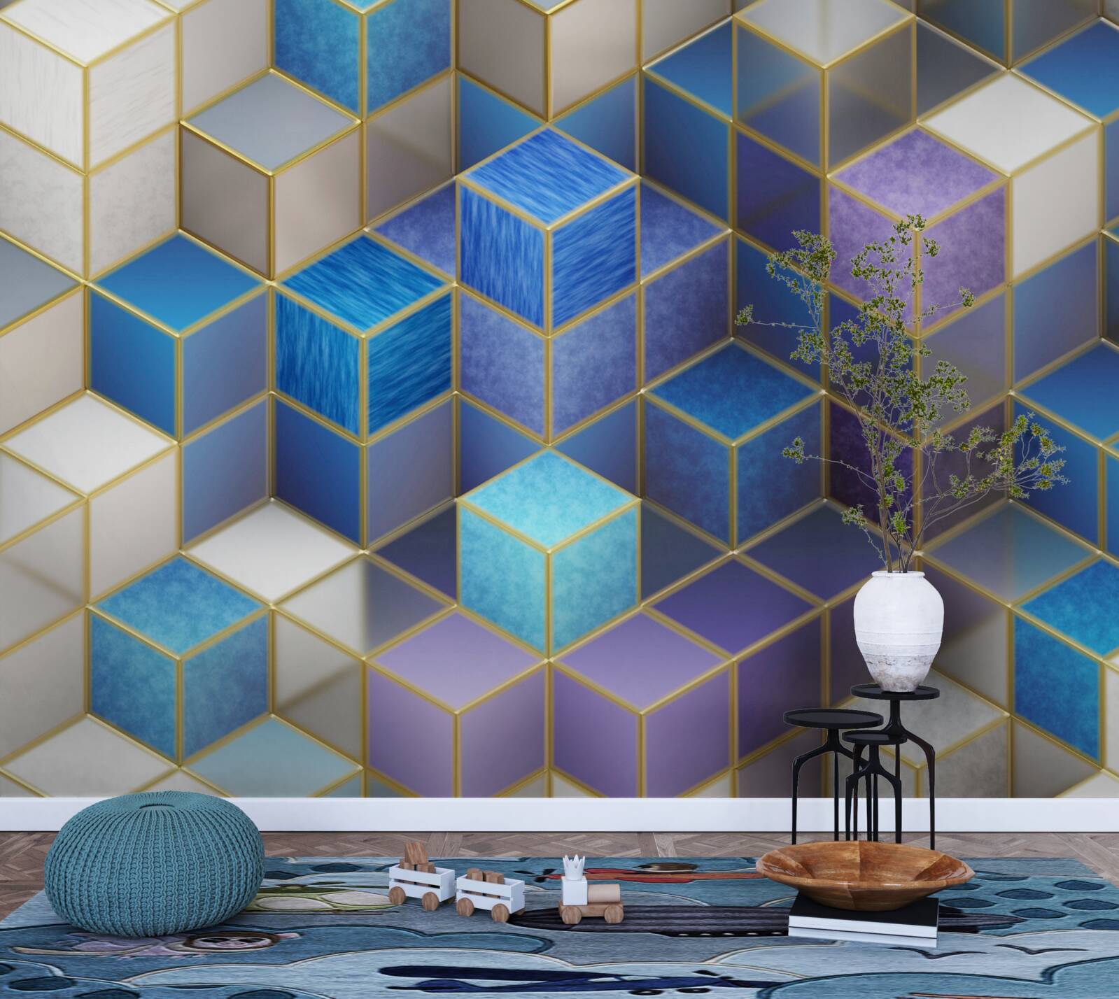 Fototapeta kolekcja kostek w różnych kolorach