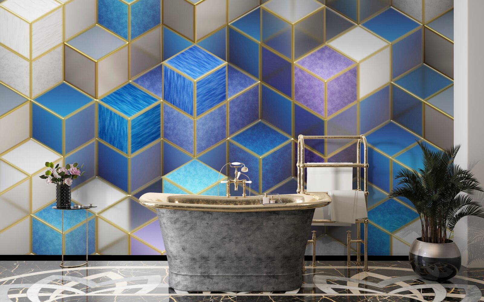 Fototapeta kolekcja kostek w różnych kolorach