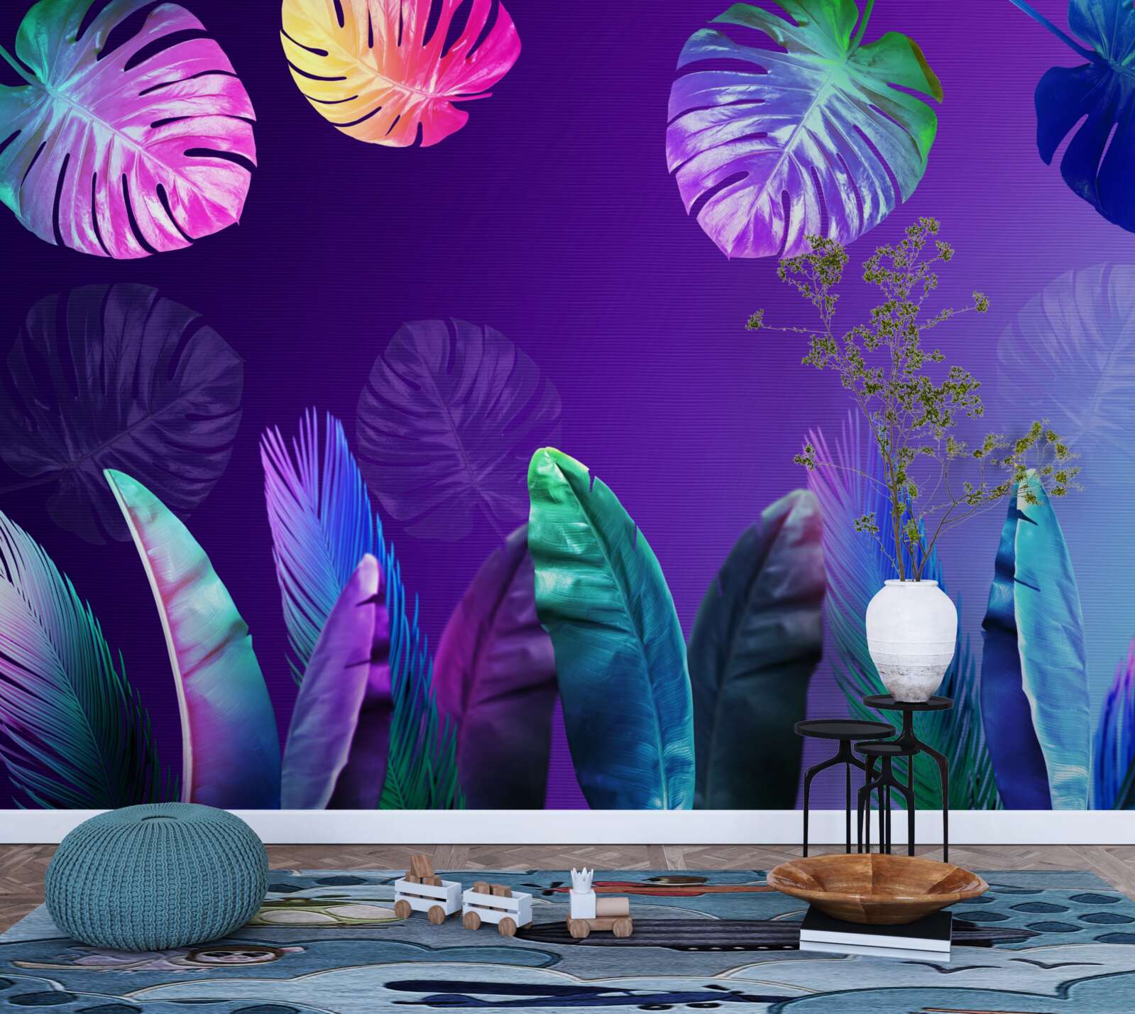 Fototapeta liście tropikalne w odcieniach gradientu