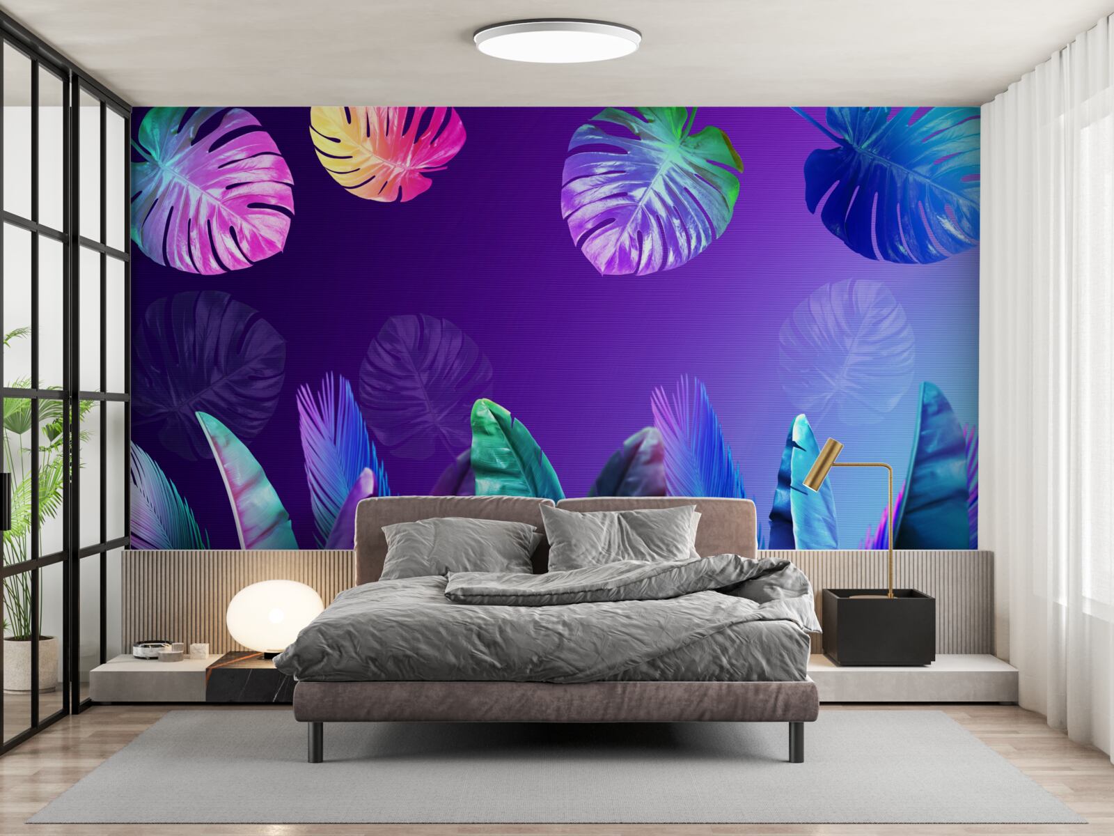 Fototapeta liście tropikalne w odcieniach gradientu