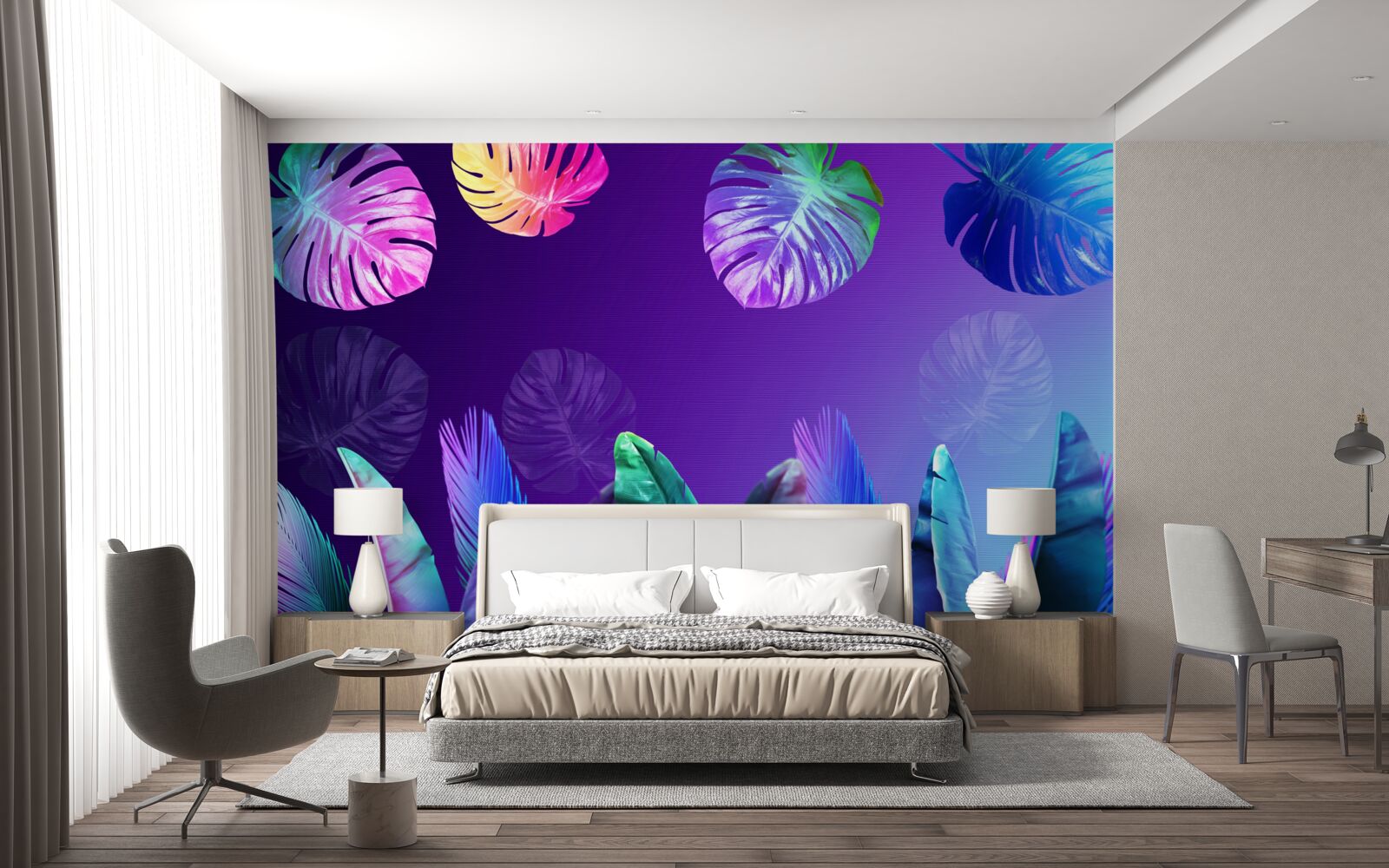 Fototapeta liście tropikalne w odcieniach gradientu