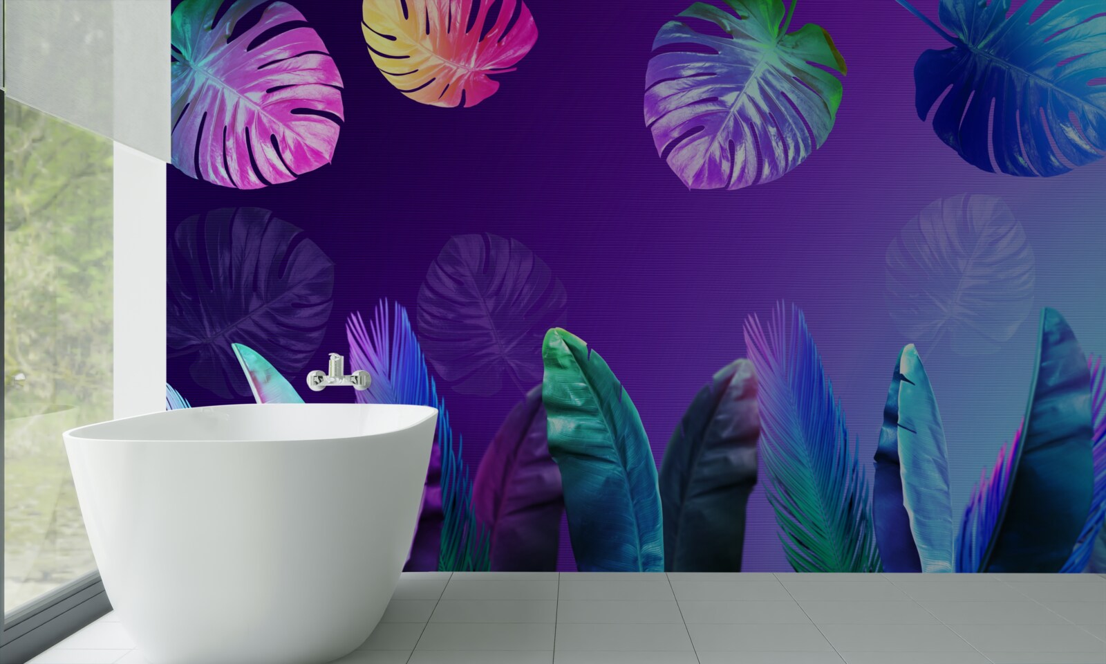 Fototapeta liście tropikalne w odcieniach gradientu