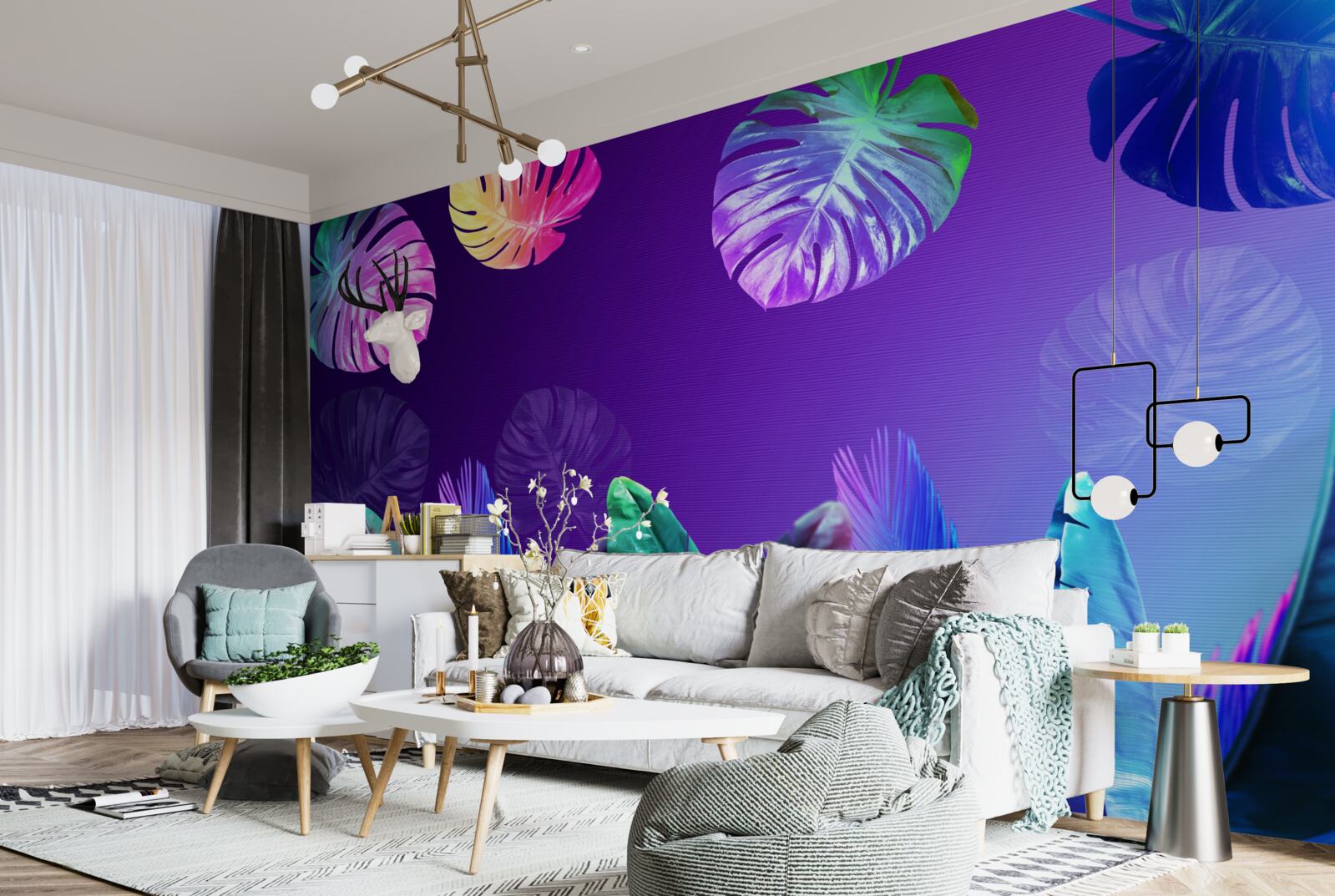 Fototapeta liście tropikalne w odcieniach gradientu