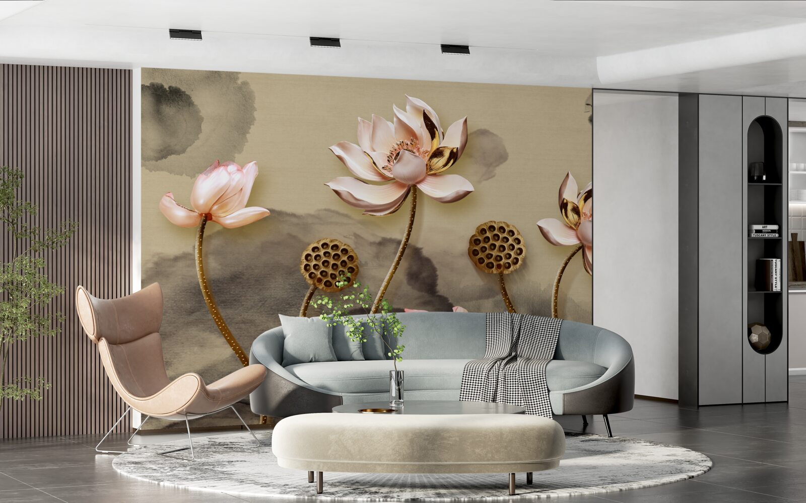 Fototapeta pąki różowych kwiatów kołyszą się na wietrze