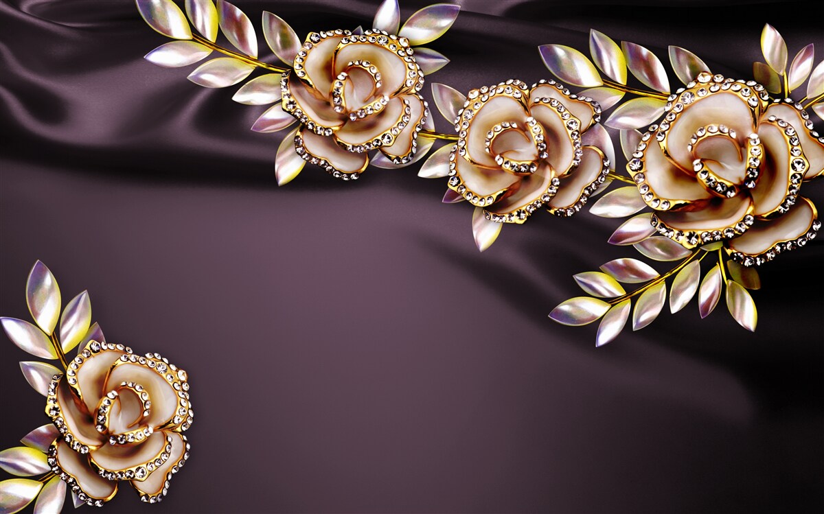 Fototapeta róże wykonane ze złota z listkami wykonanymi w formie dekoracji