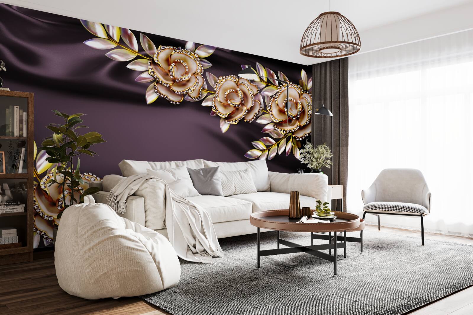 Fototapeta róże wykonane ze złota z listkami wykonanymi w formie dekoracji