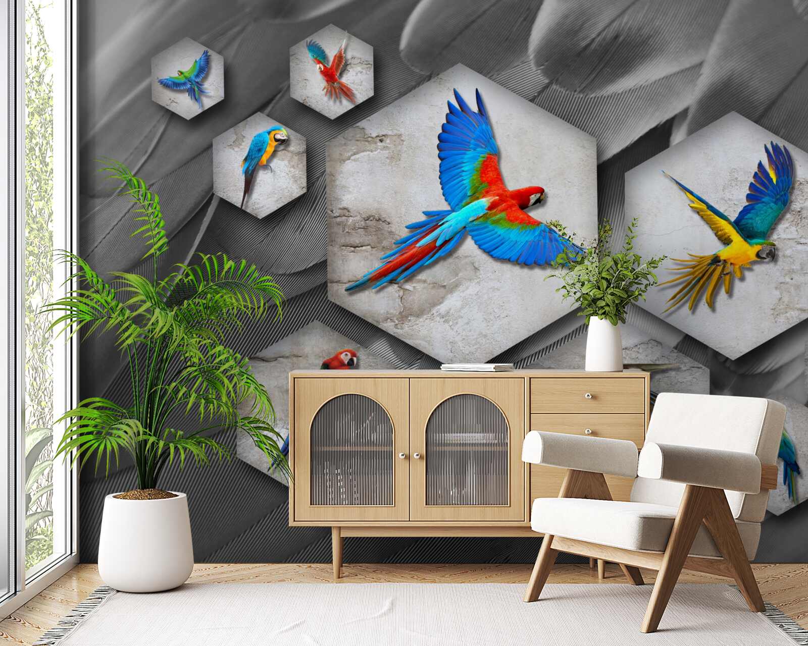 Fototapeta różne rodzaje kolorowych papug