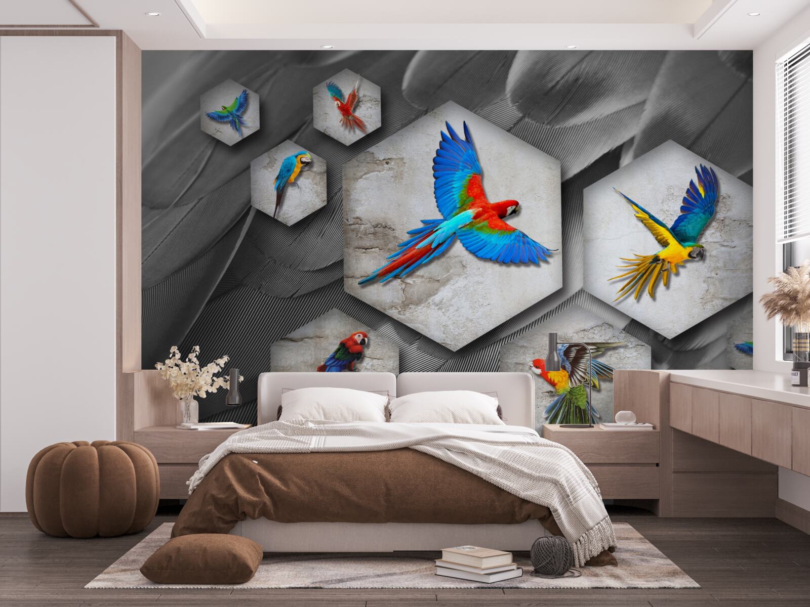 Fototapeta różne rodzaje kolorowych papug