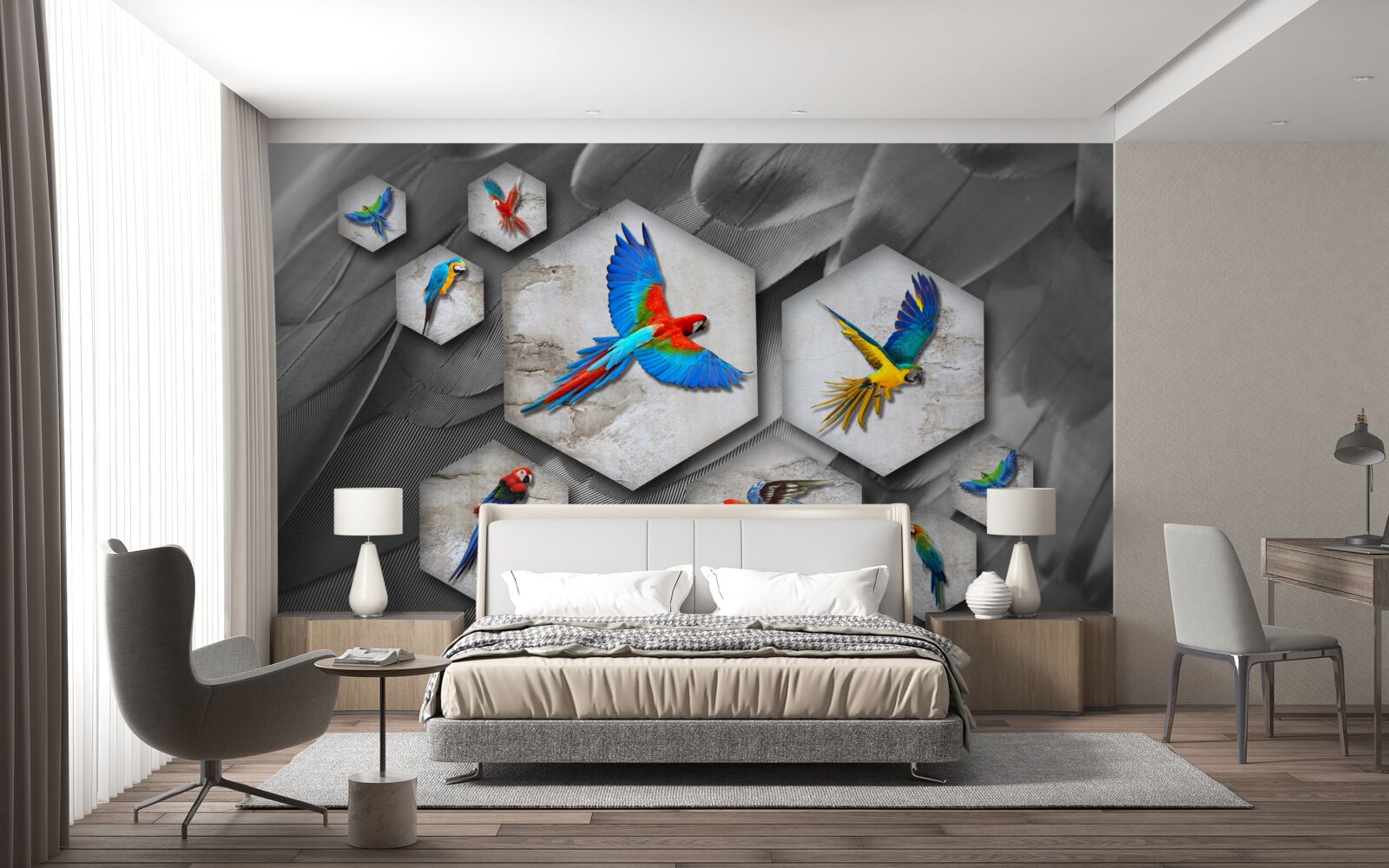 Fototapeta różne rodzaje kolorowych papug