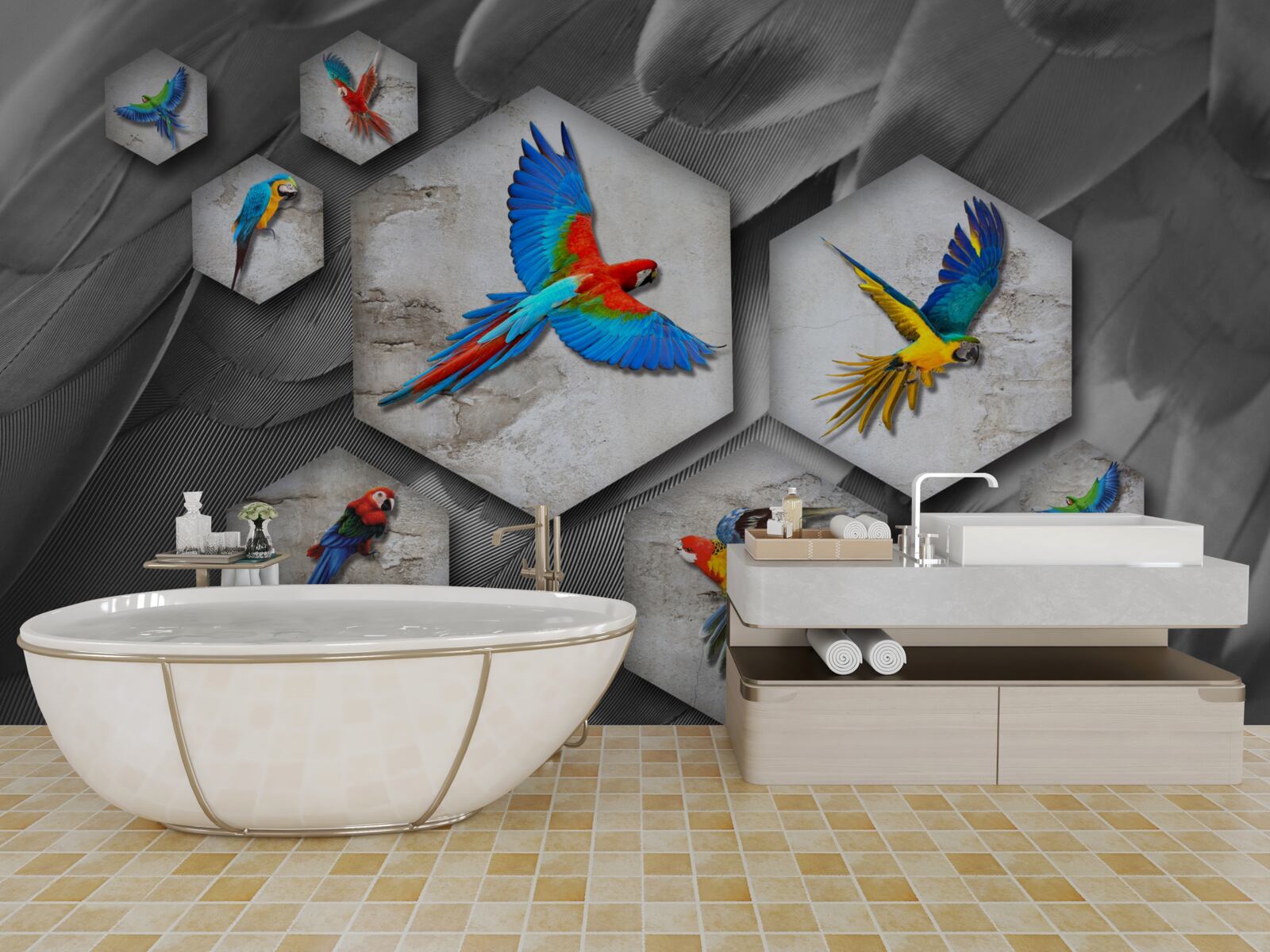 Fototapeta różne rodzaje kolorowych papug