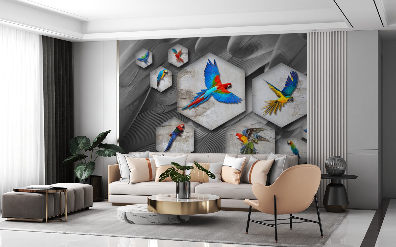 Fototapeta różne rodzaje kolorowych papug