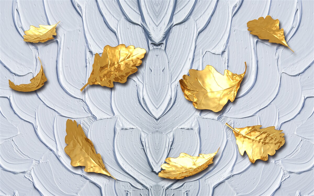 Fototapeta złote liście osiadają na powierzchni wody