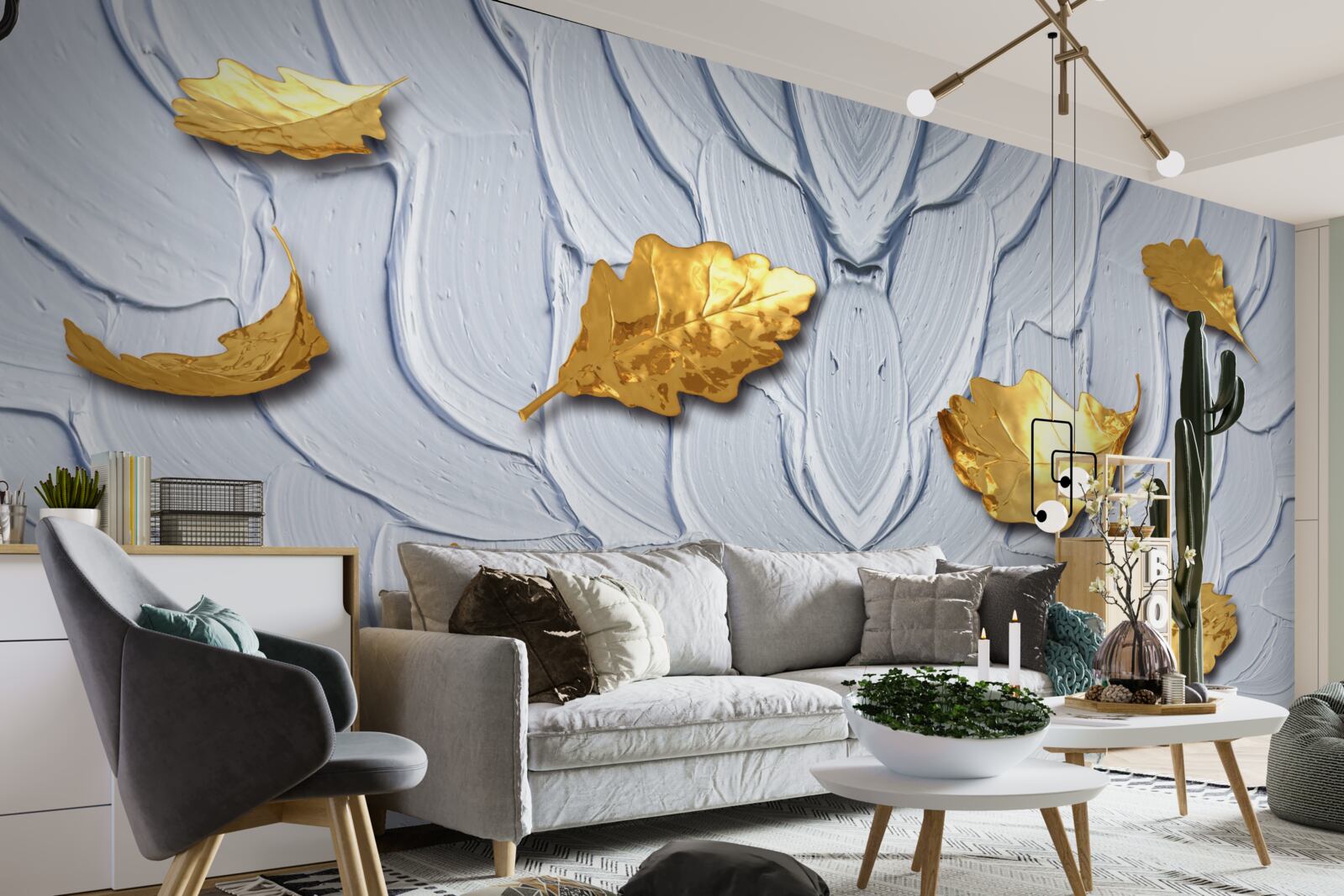 Fototapeta złote liście osiadają na powierzchni wody