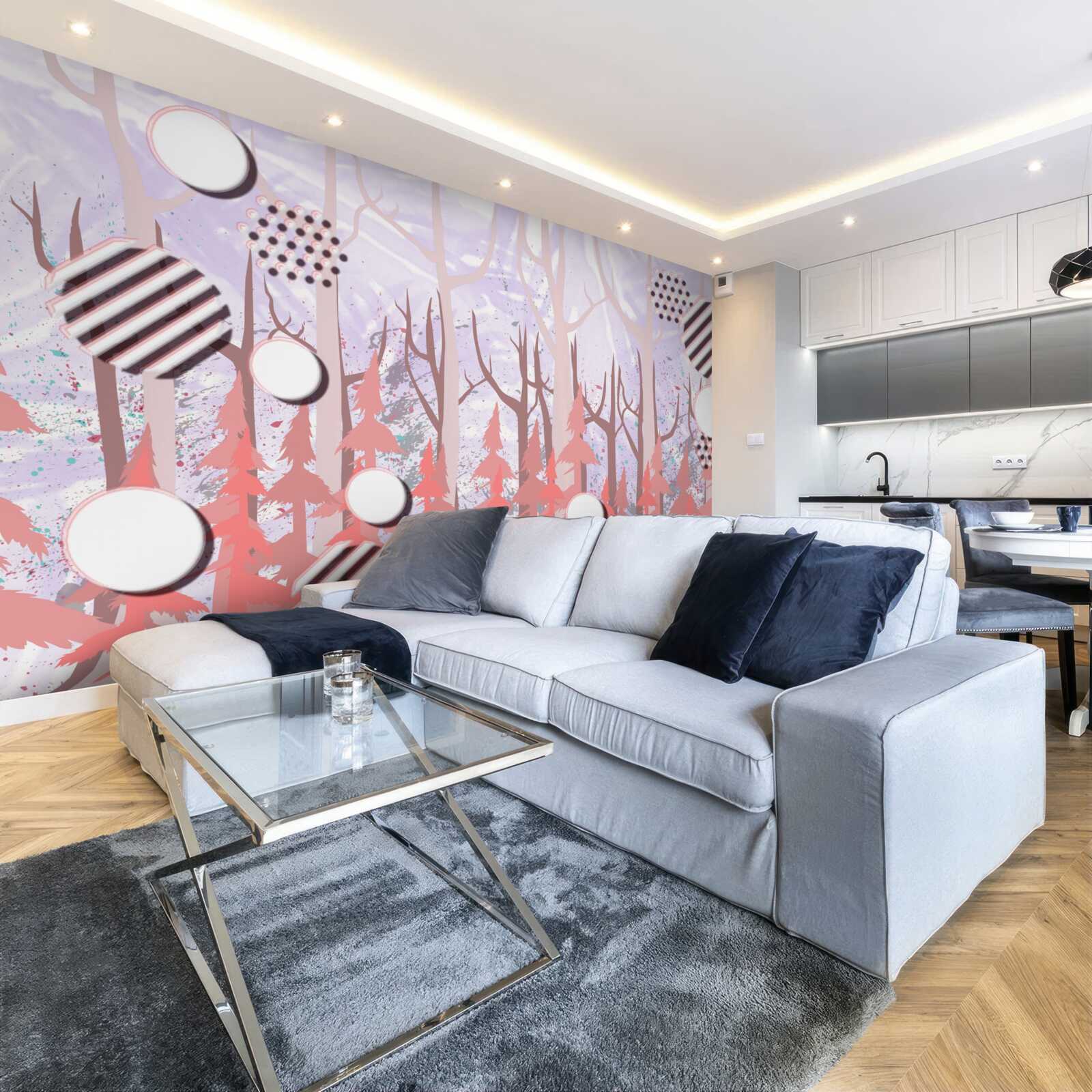 Fototapeta streszczenie różowe liście jesiennego lasu