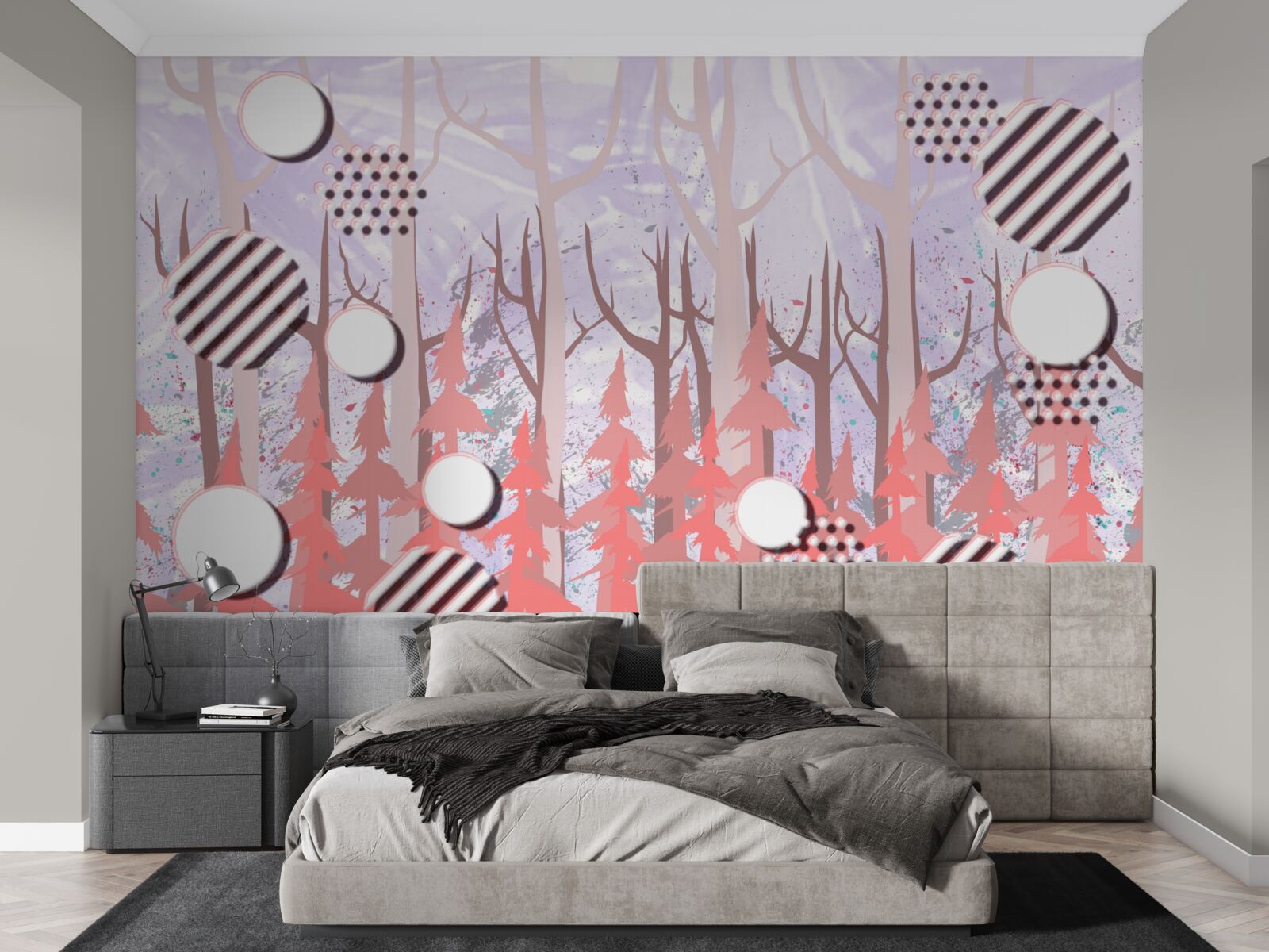 Fototapeta streszczenie różowe liście jesiennego lasu