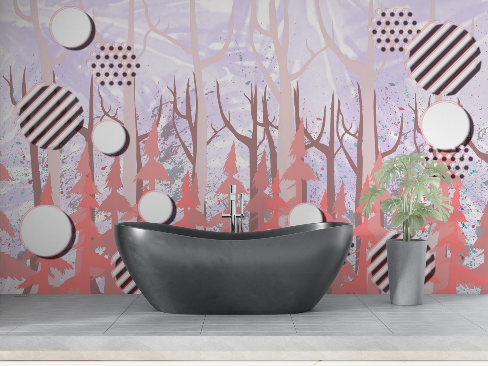 Fototapeta streszczenie różowe liście jesiennego lasu