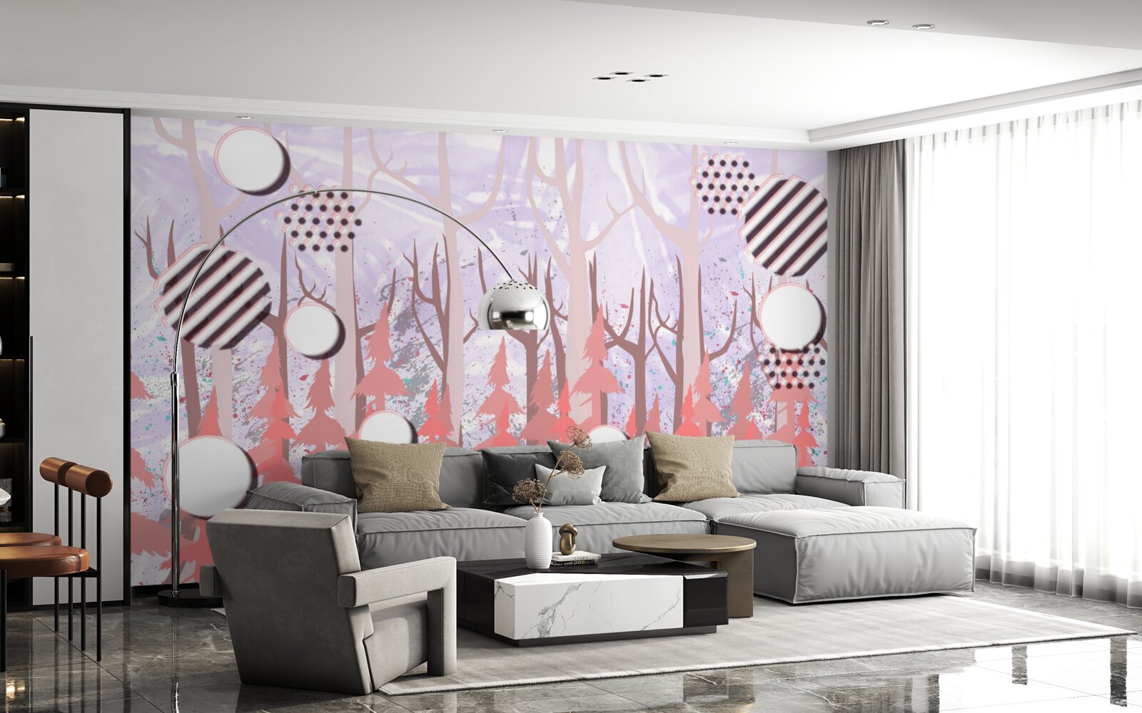 Fototapeta streszczenie różowe liście jesiennego lasu