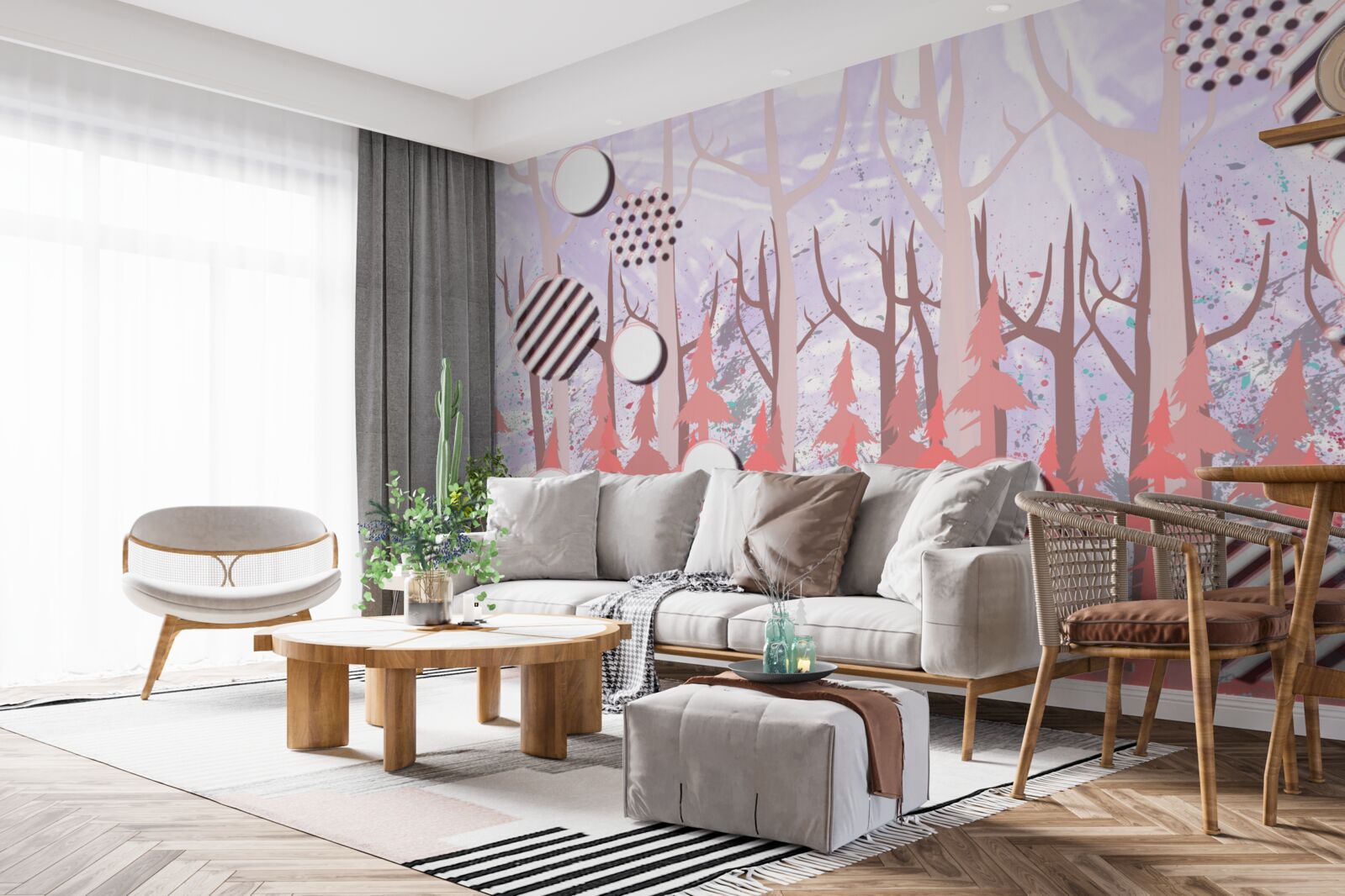 Fototapeta streszczenie różowe liście jesiennego lasu