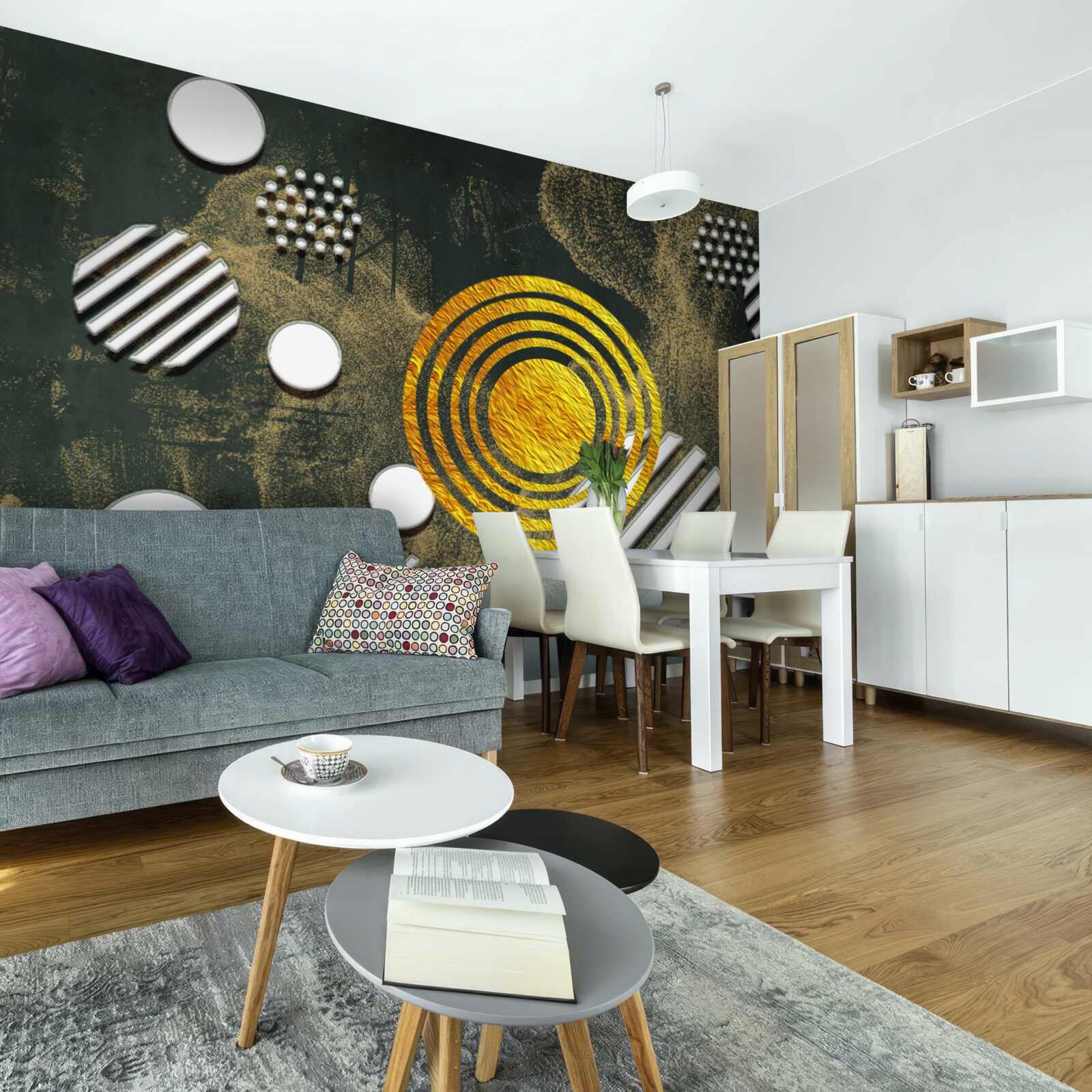 Fototapeta fuzja różnych form na zamglonym tle