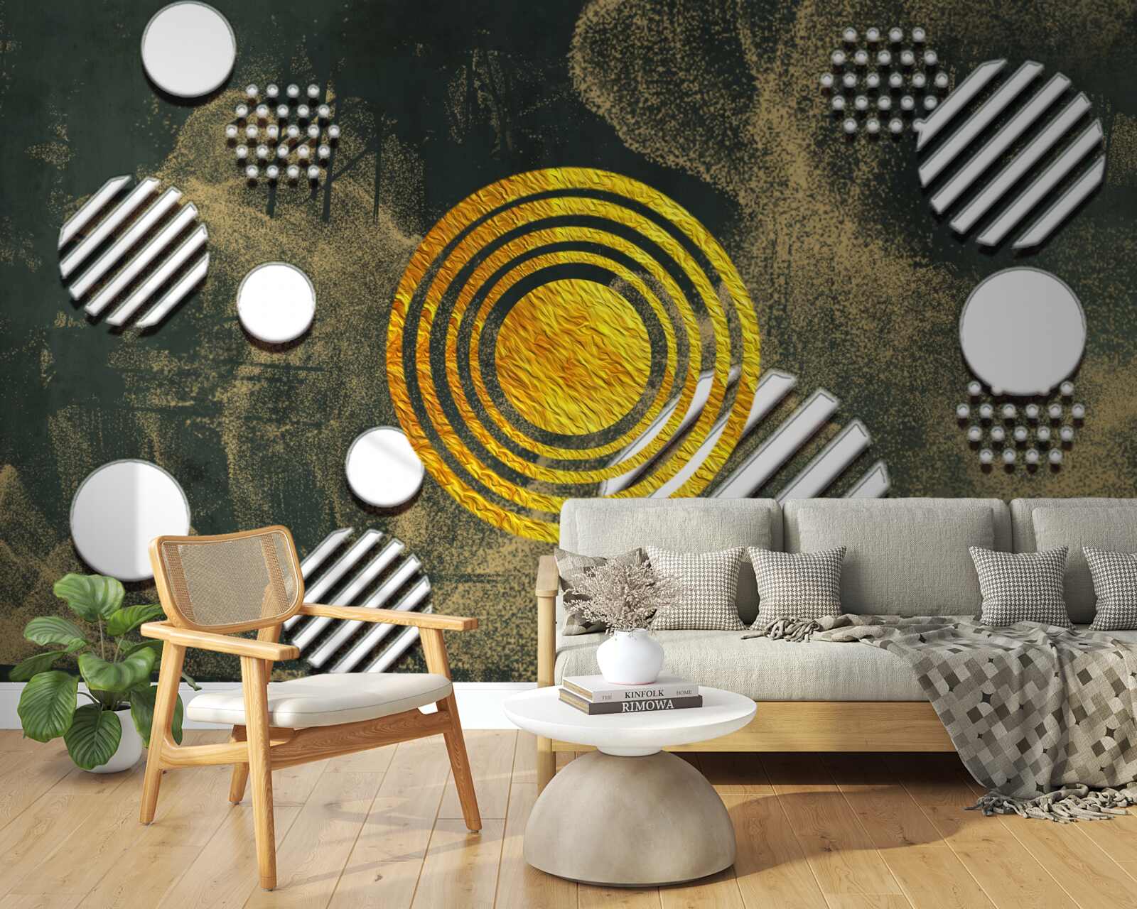 Fototapeta fuzja różnych form na zamglonym tle