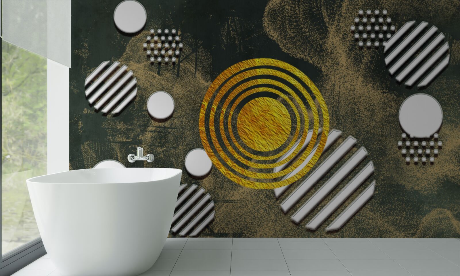 Fototapeta fuzja różnych form na zamglonym tle