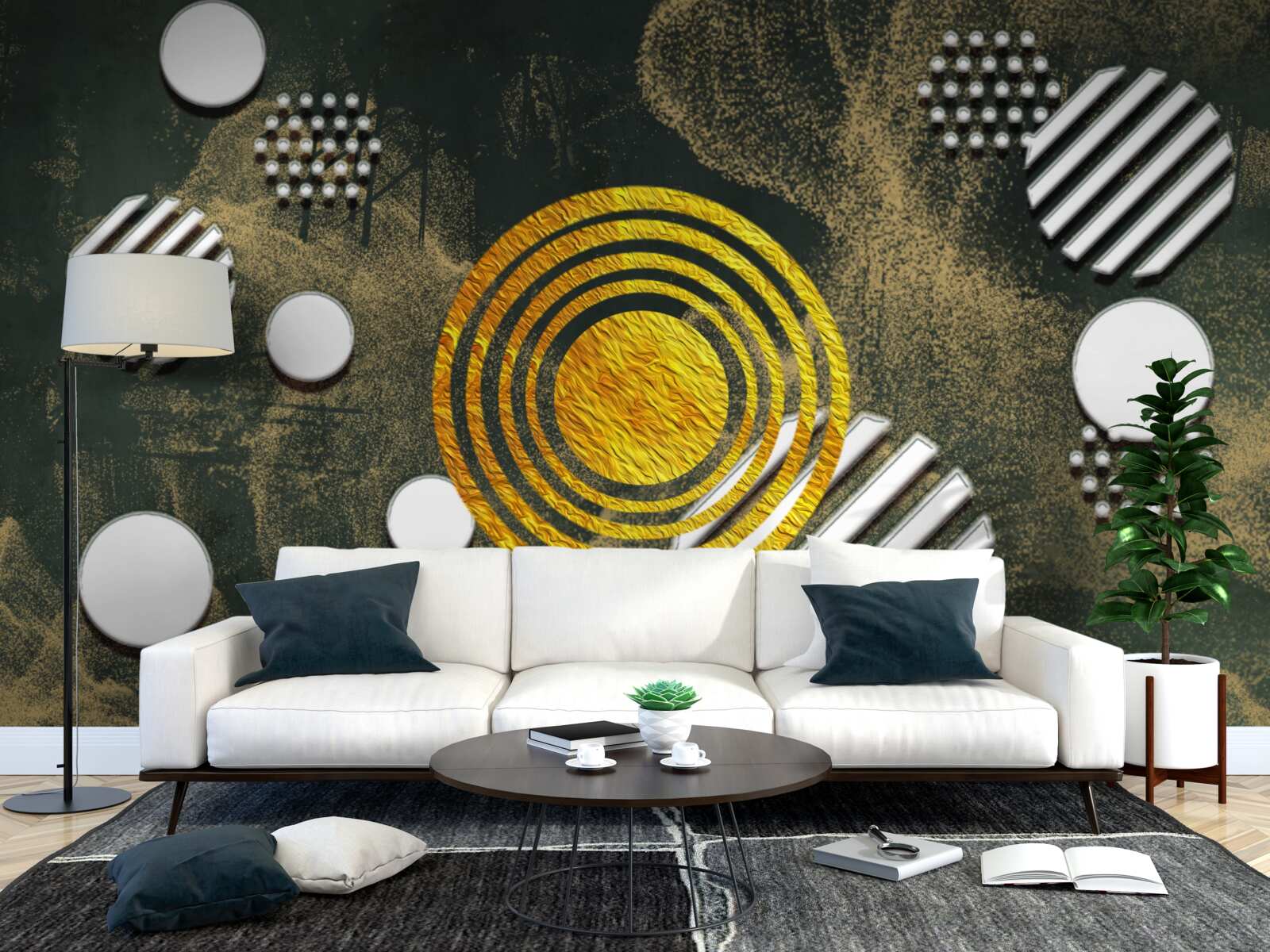 Fototapeta fuzja różnych form na zamglonym tle