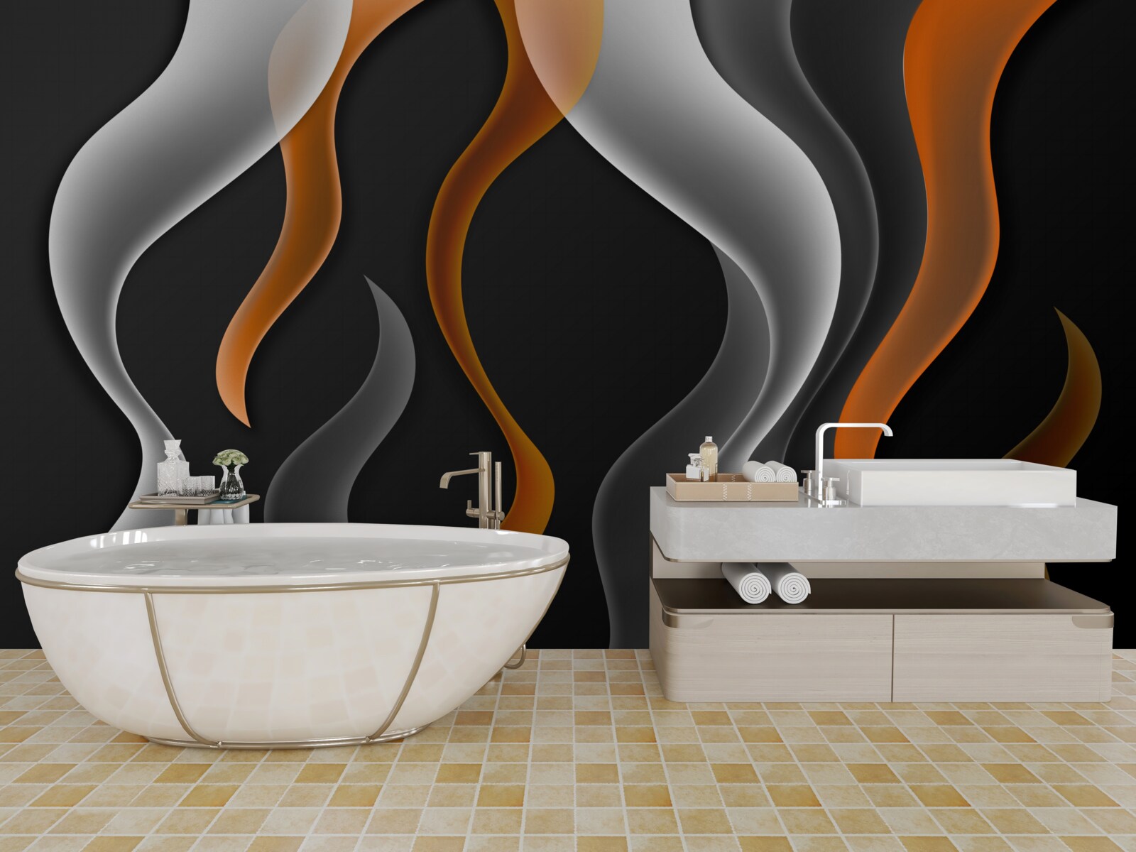 Fototapeta fale odcieni szarości i brązu