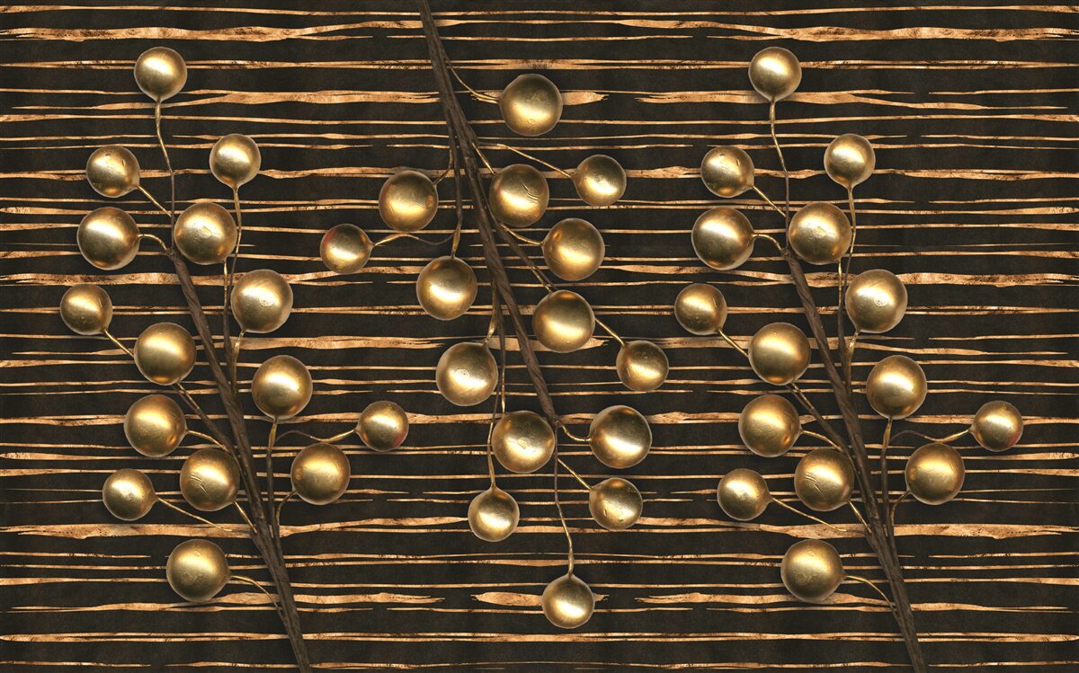 Fototapeta złote perły na brązowym tle