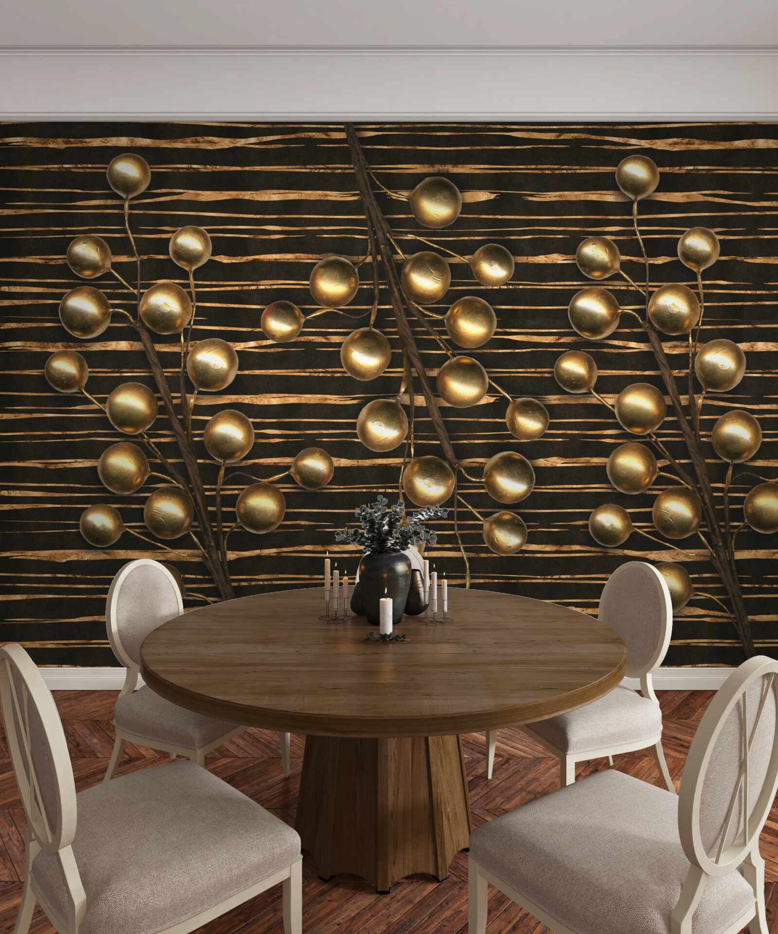 Fototapeta złote perły na brązowym tle