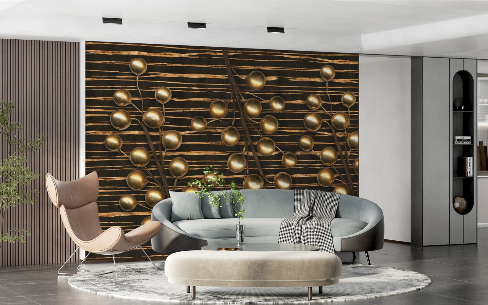 Fototapeta złote perły na brązowym tle