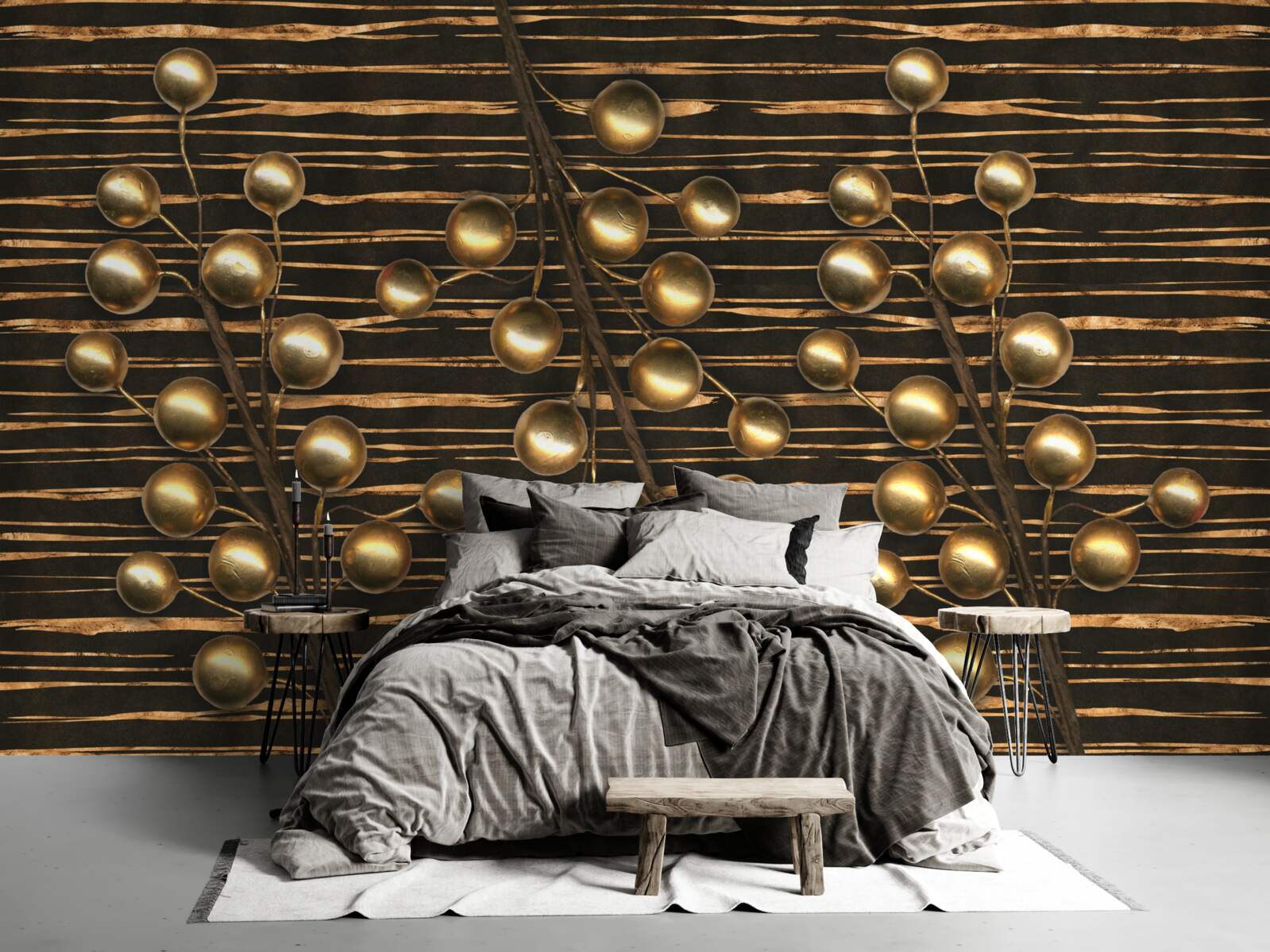 Fototapeta złote perły na brązowym tle