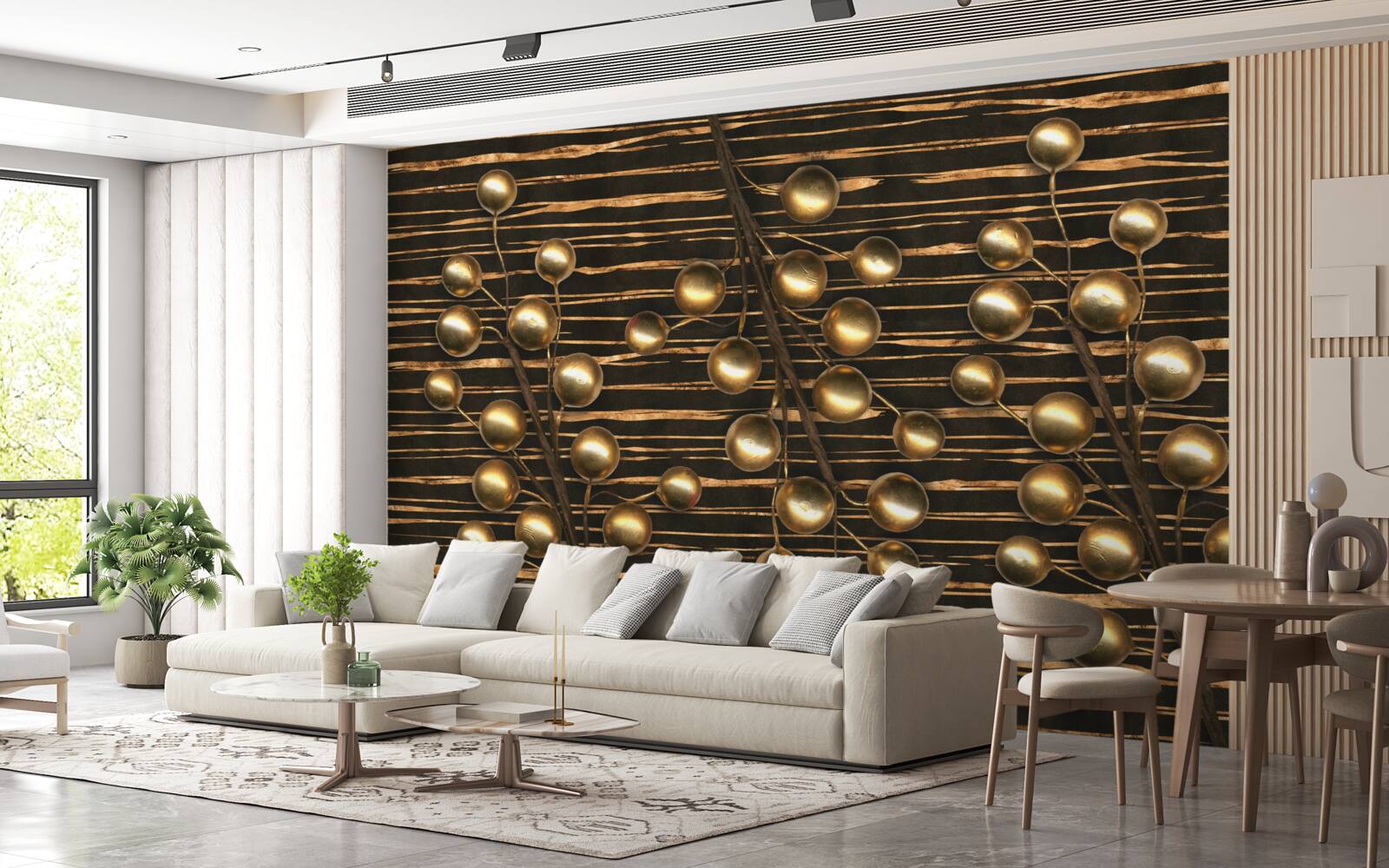 Fototapeta złote perły na brązowym tle