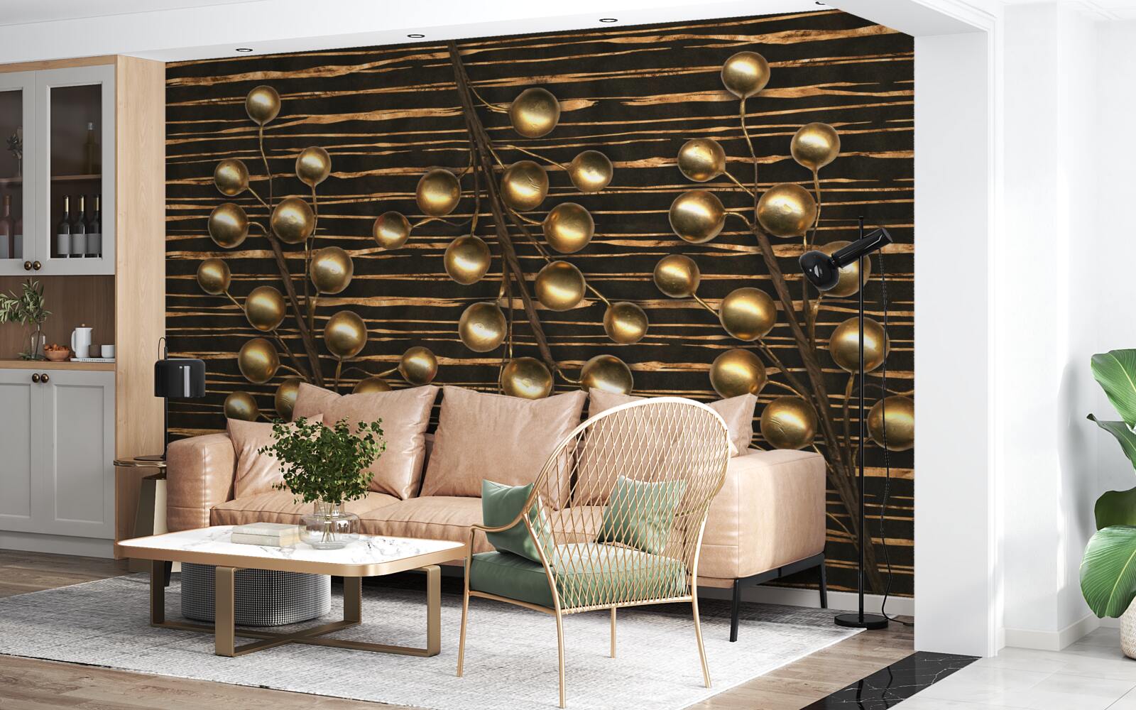 Fototapeta złote perły na brązowym tle