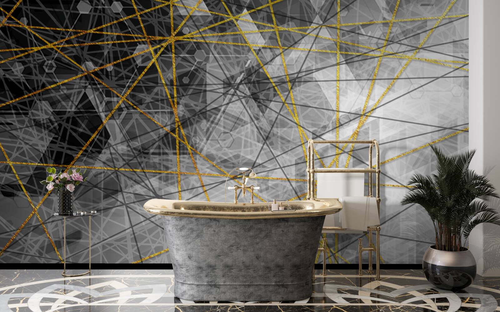 Fototapeta złota nić i kamienie