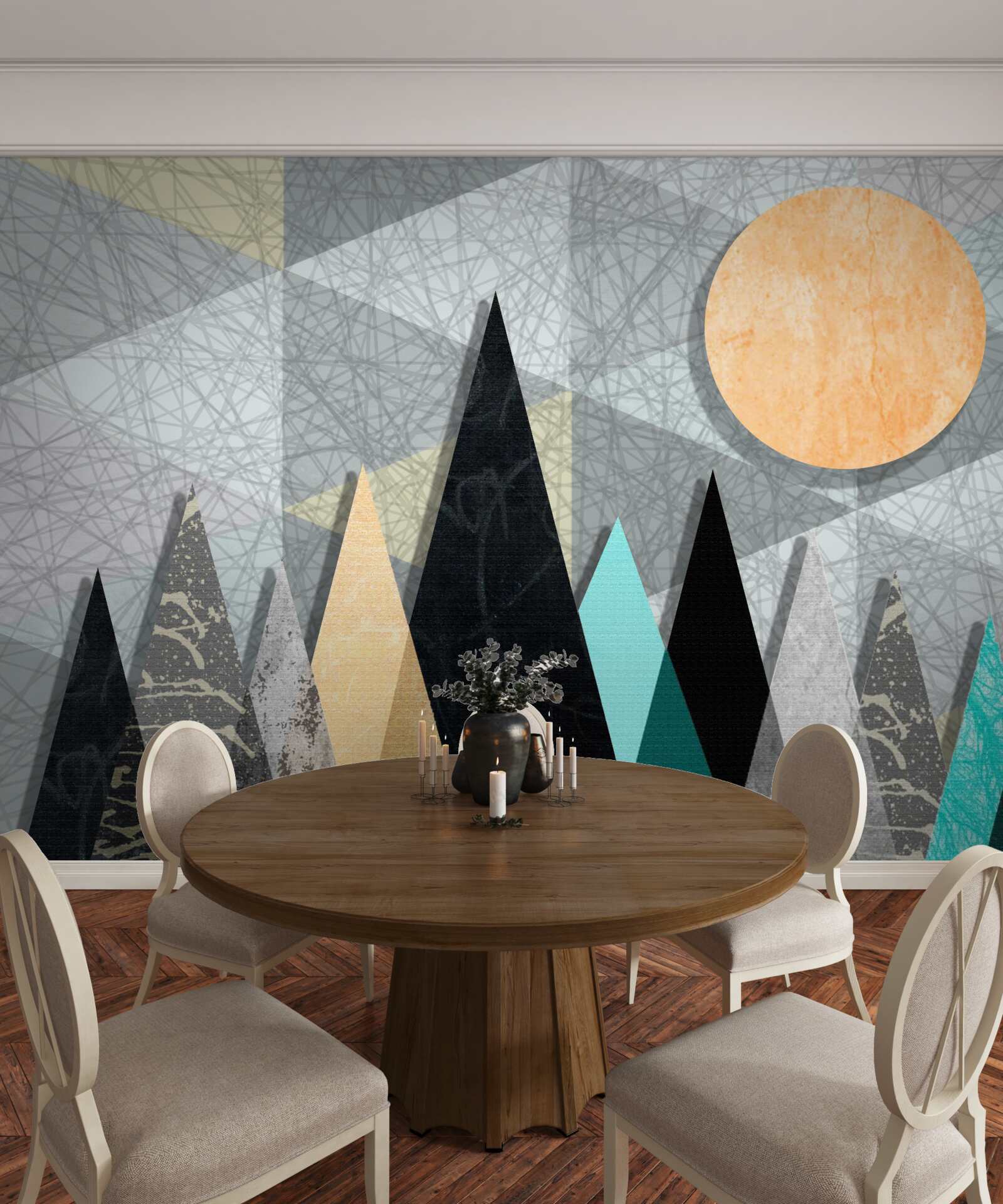 Fototapeta zachodzące słońce nad lasem sosnowym